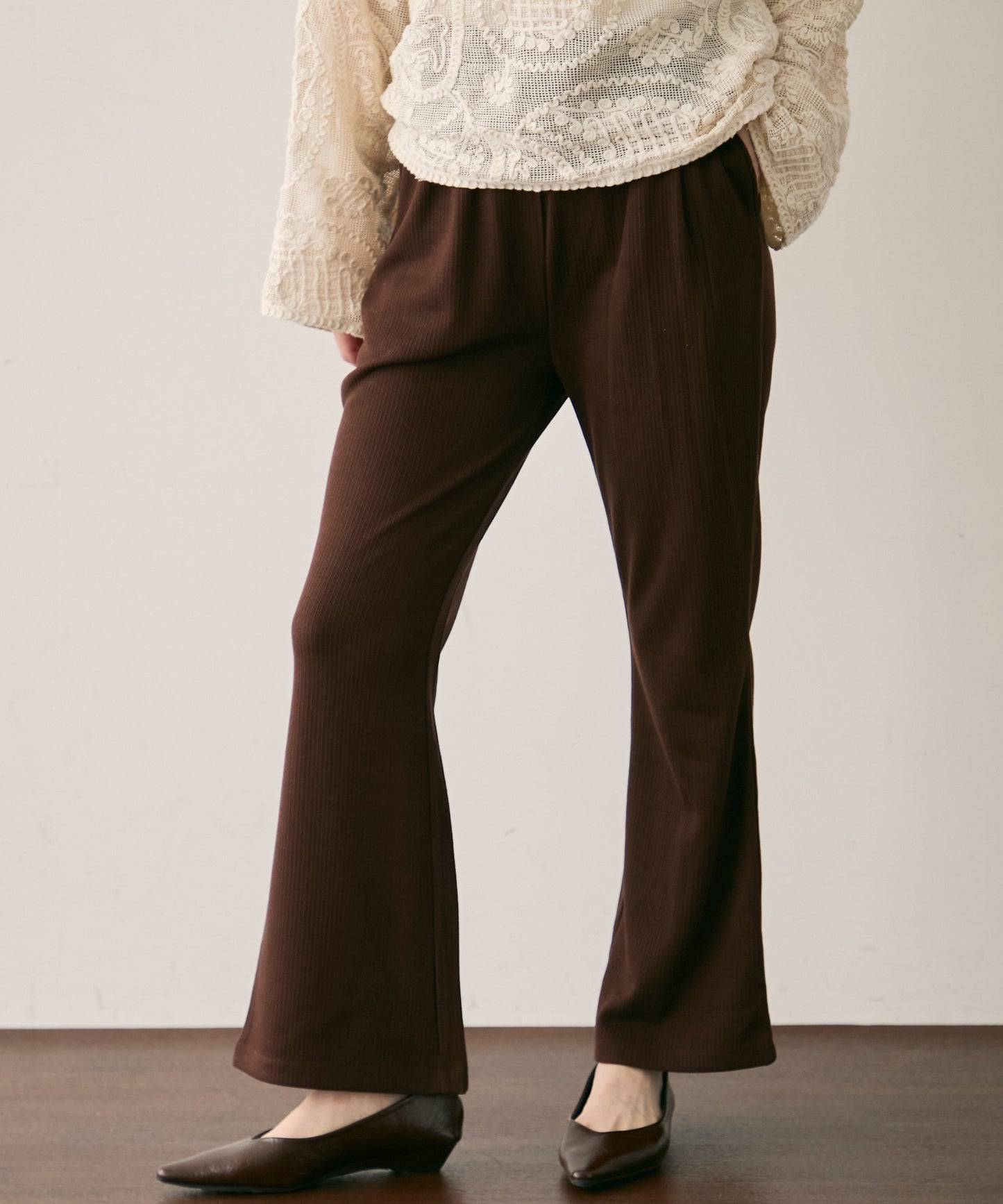 起毛リブフレアパンツ