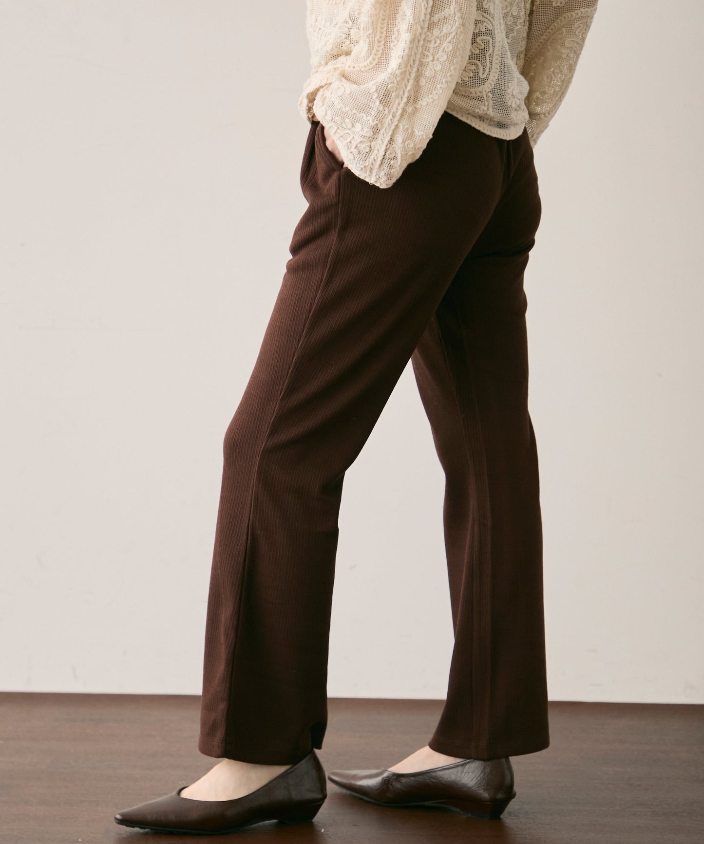 起毛リブフレアパンツ