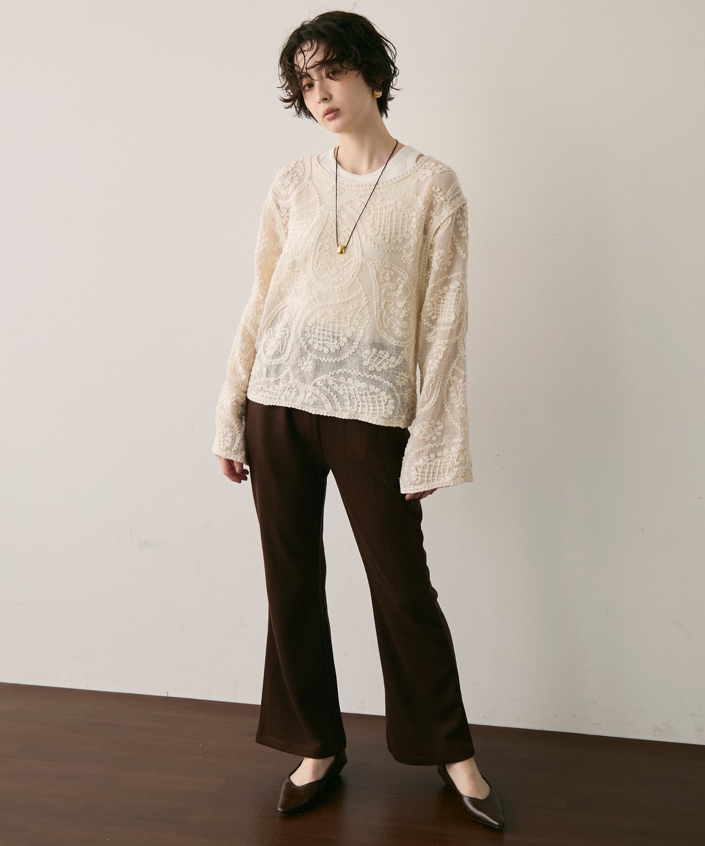 起毛リブフレアパンツ