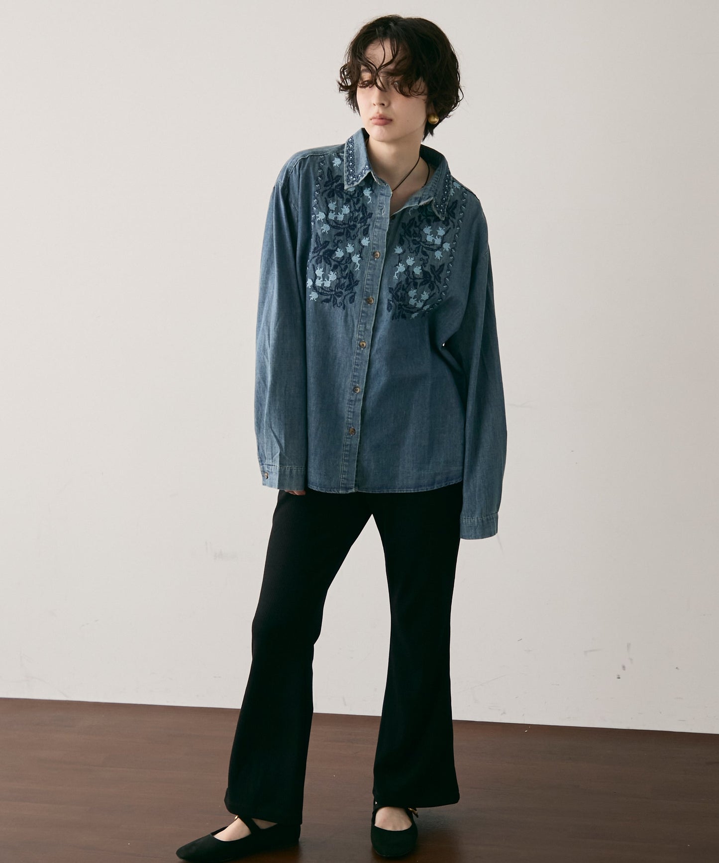 起毛リブフレアパンツ