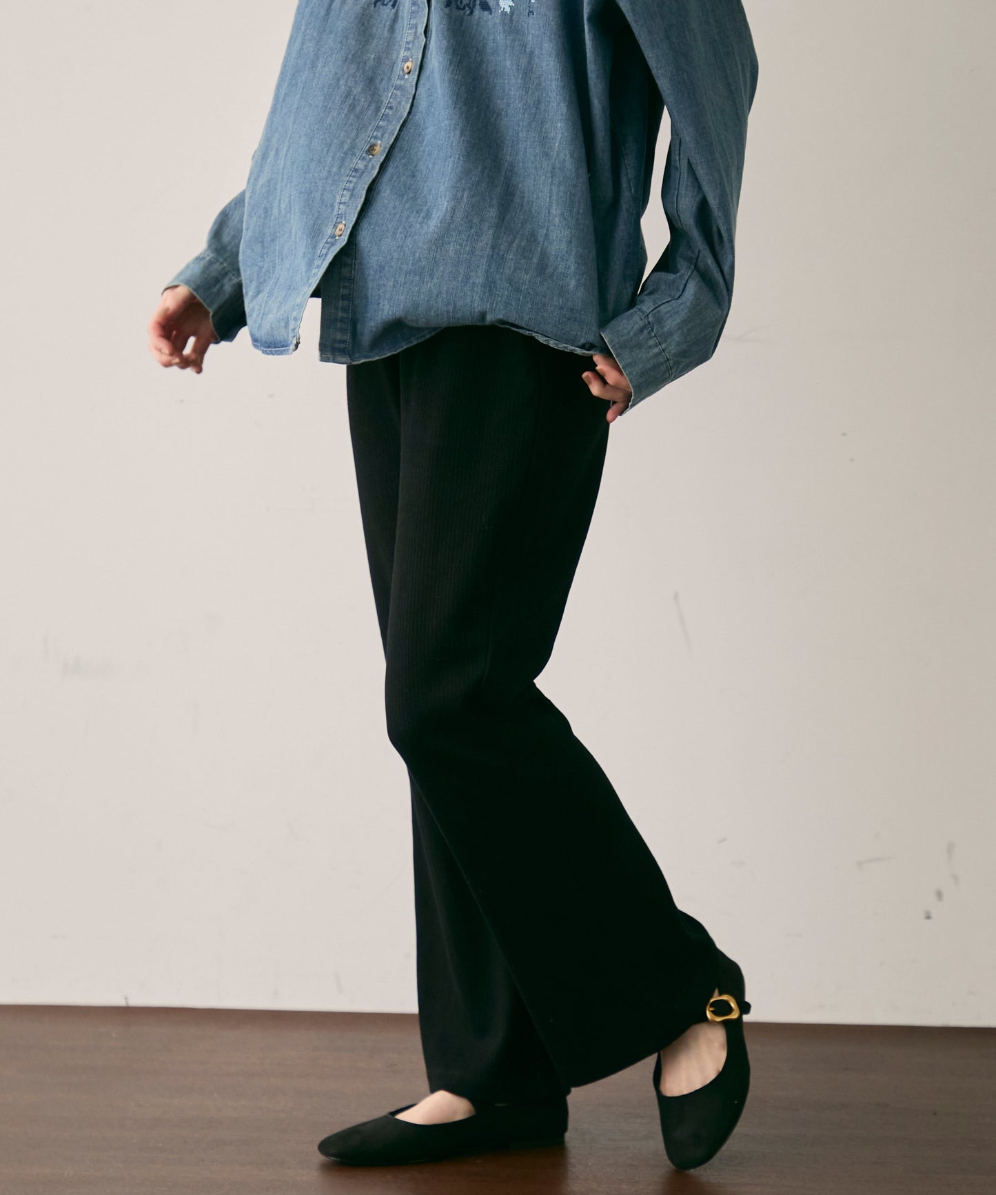 起毛リブフレアパンツ