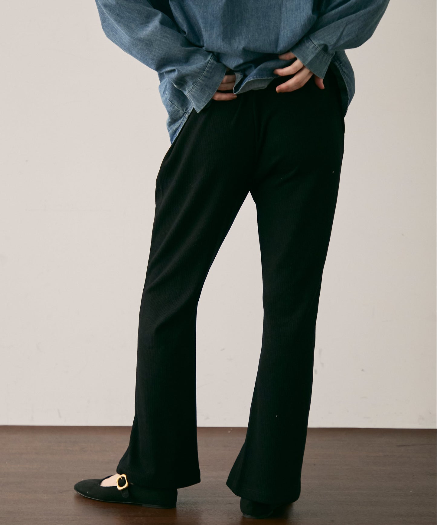 起毛リブフレアパンツ