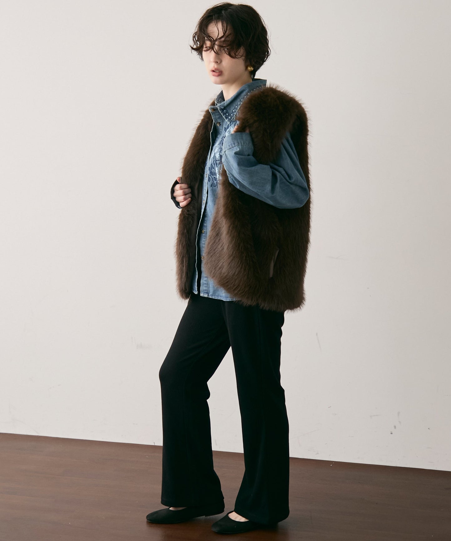 起毛リブフレアパンツ