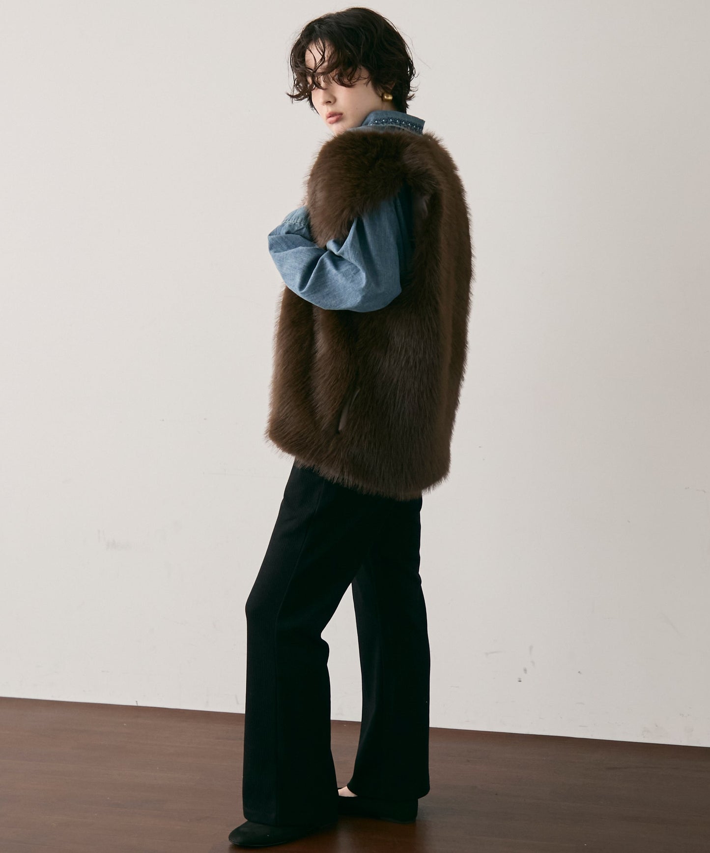 起毛リブフレアパンツ