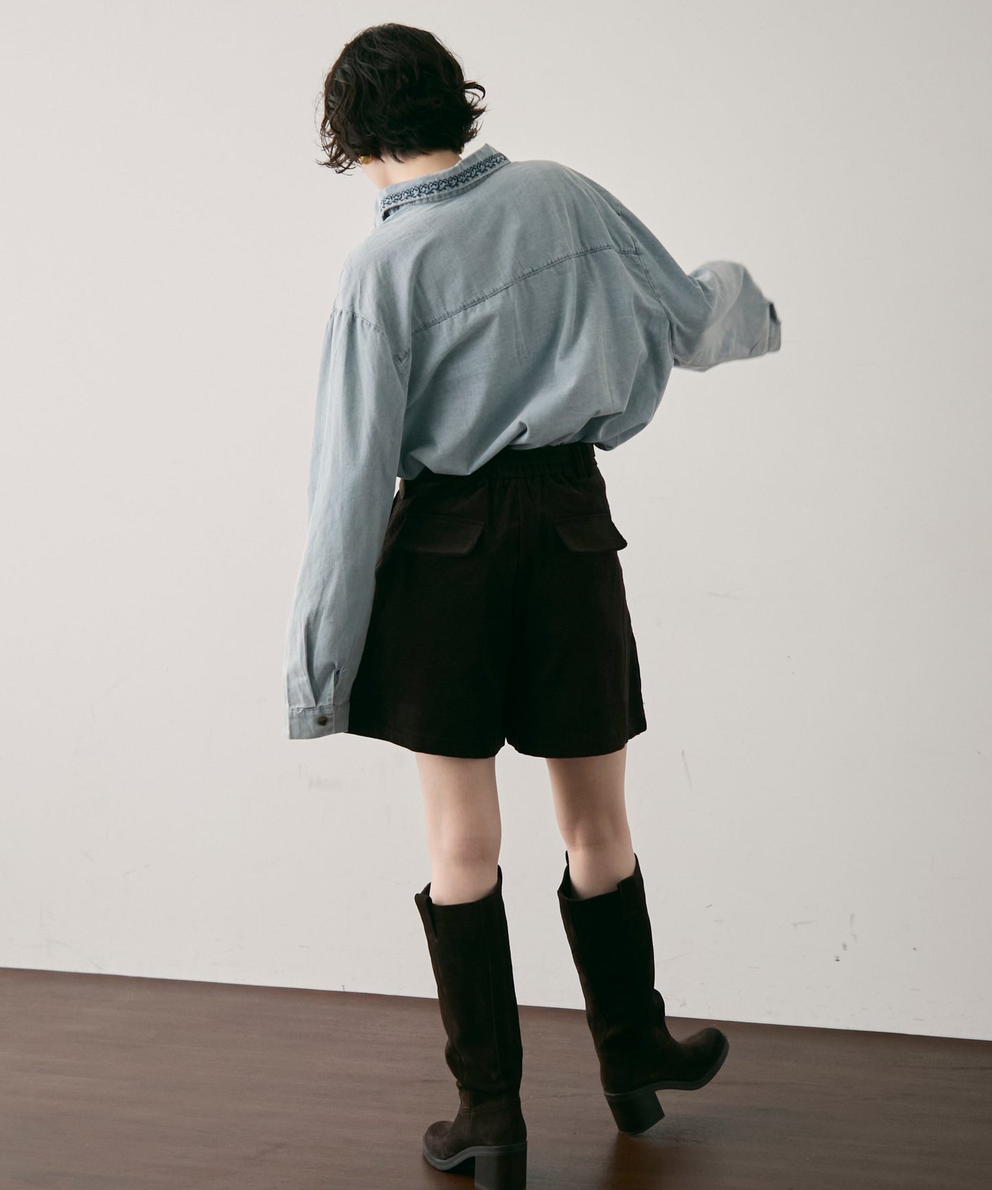 ベルト付きコーデュロイショートパンツ