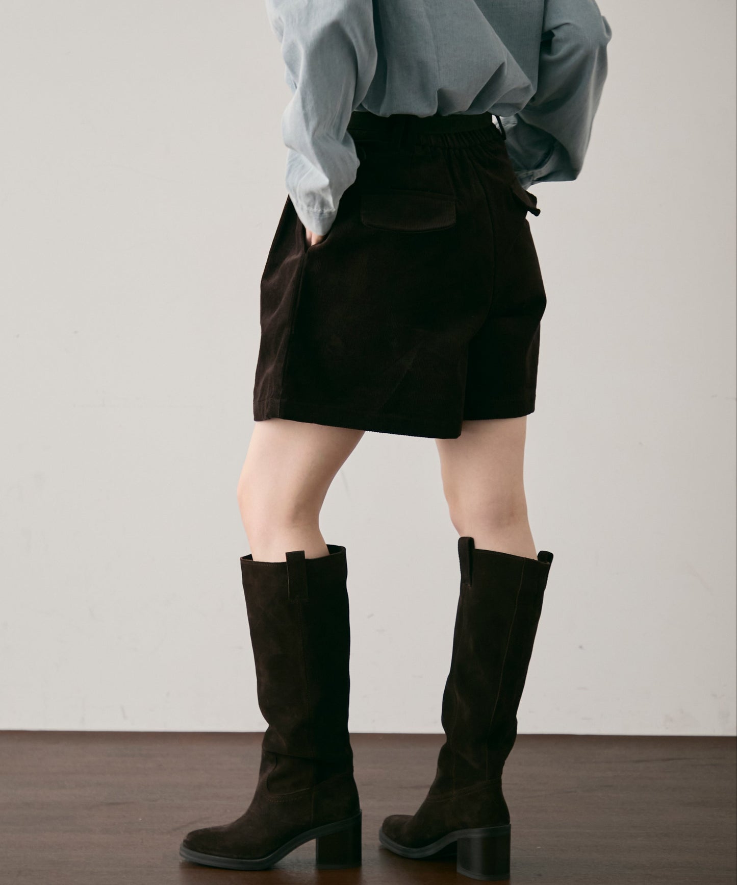 ベルト付きコーデュロイショートパンツ