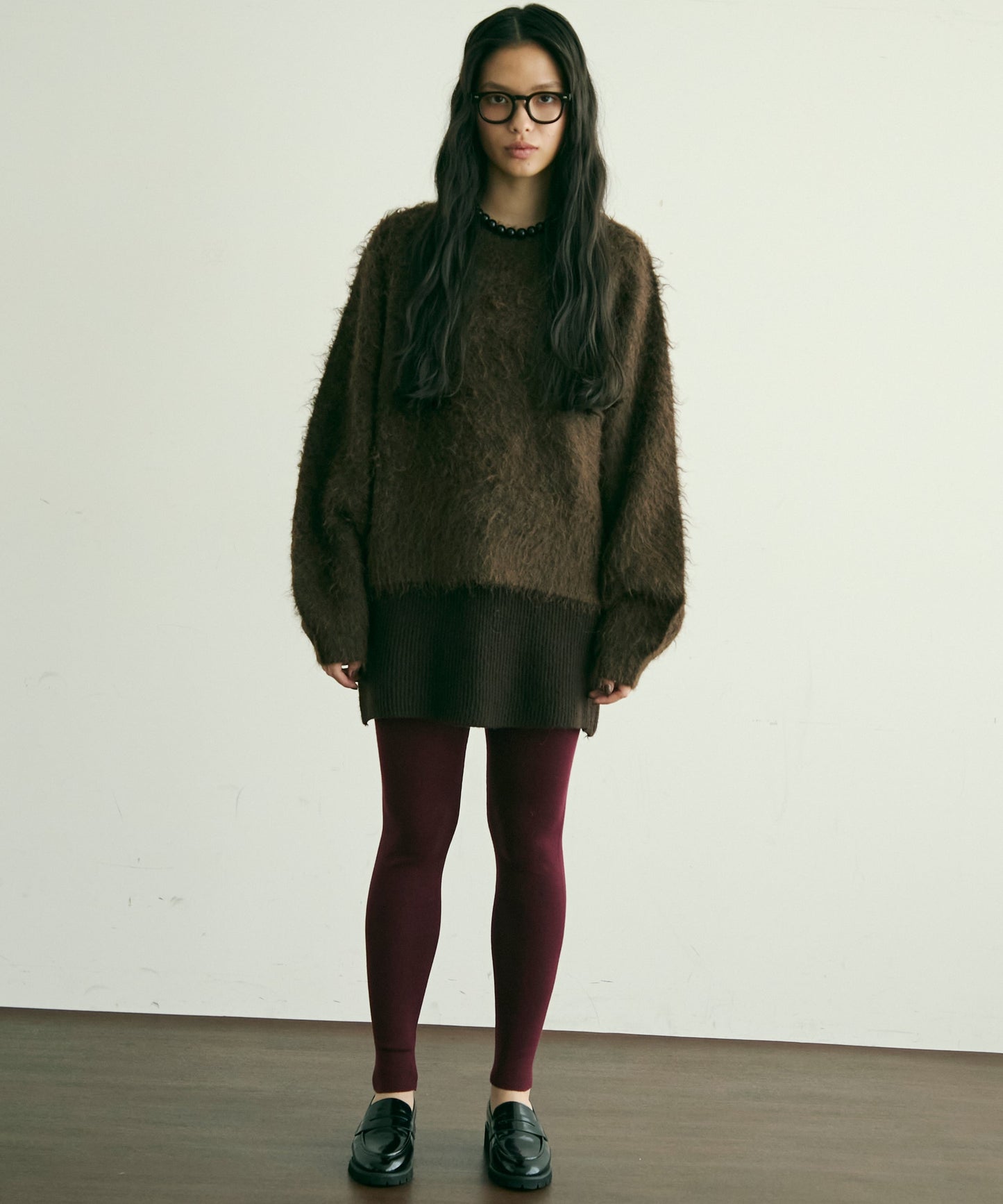 リブ編みニットレギンス