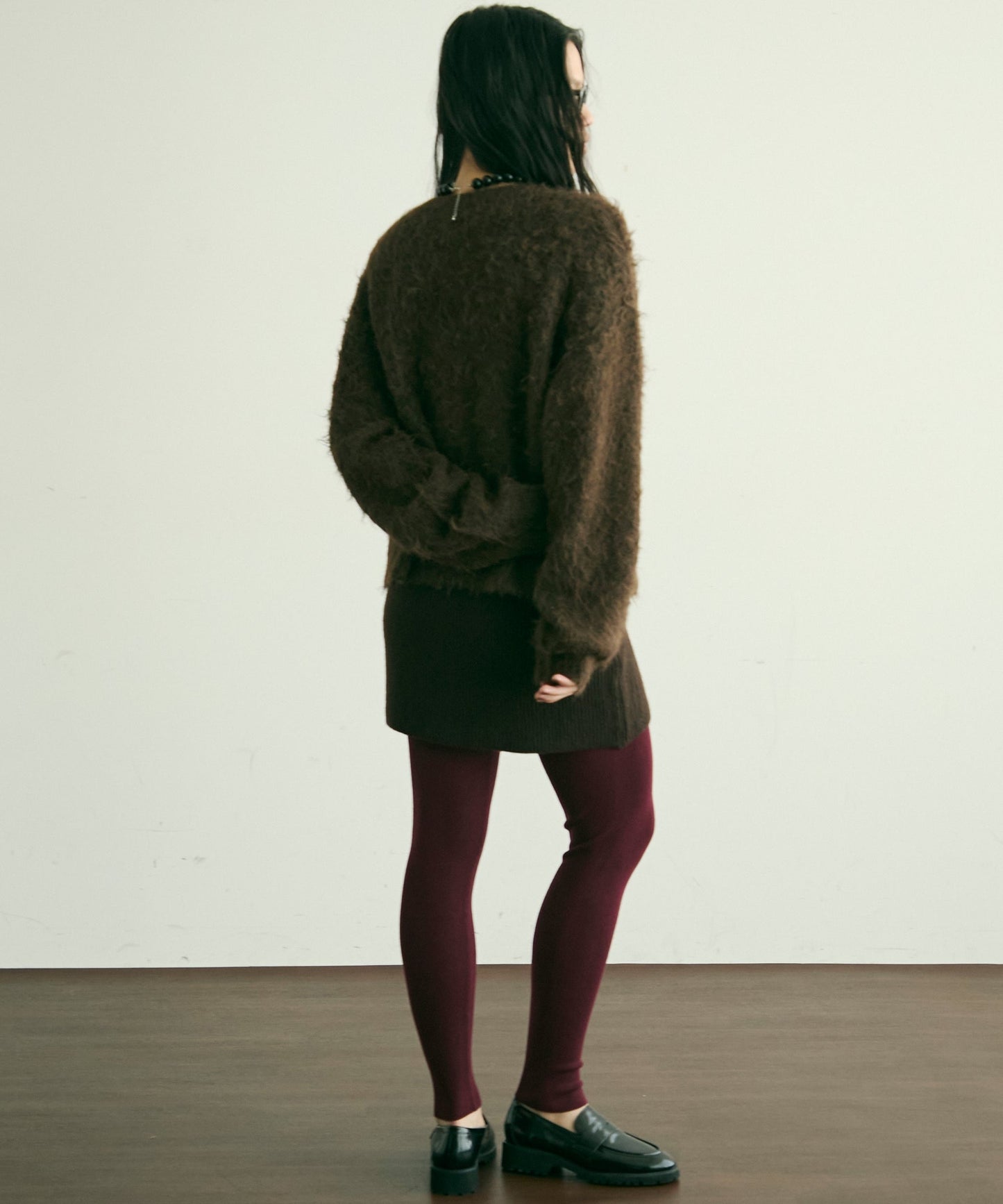 リブ編みニットレギンス