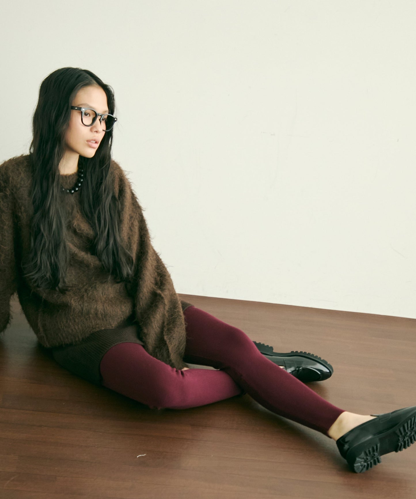 リブ編みニットレギンス