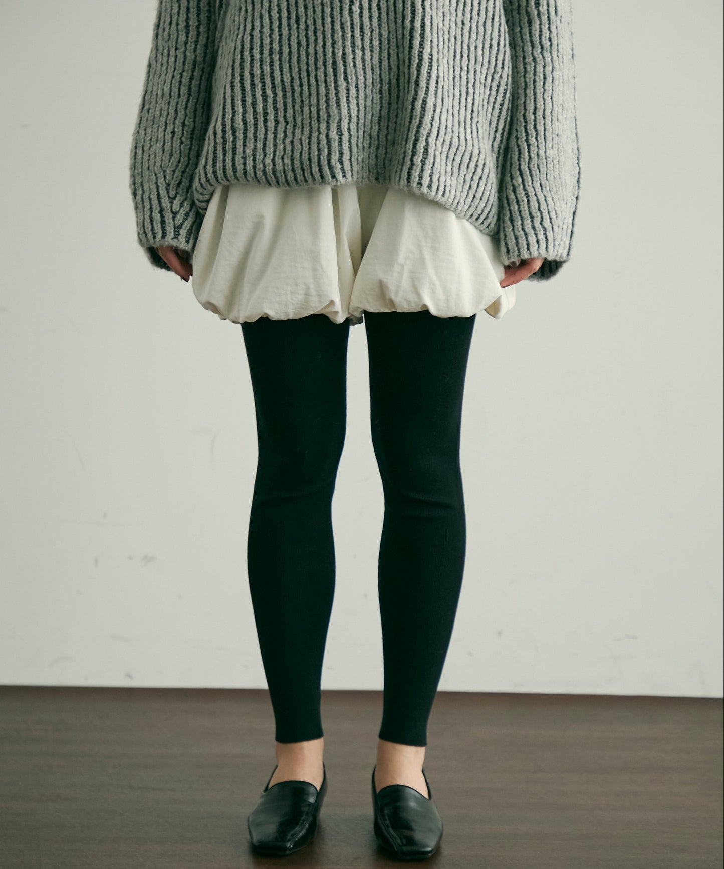 リブ編みニットレギンス