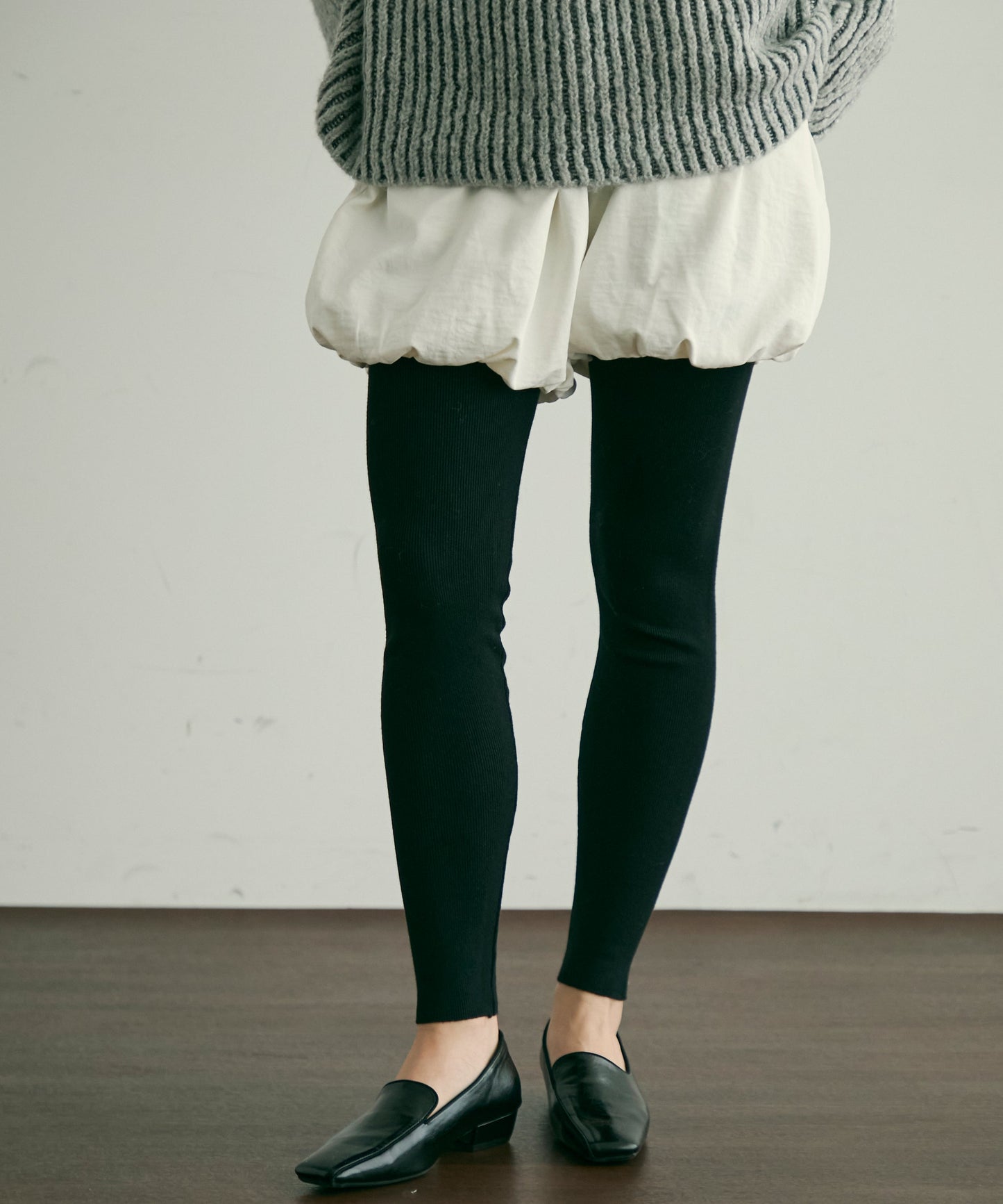 リブ編みニットレギンス