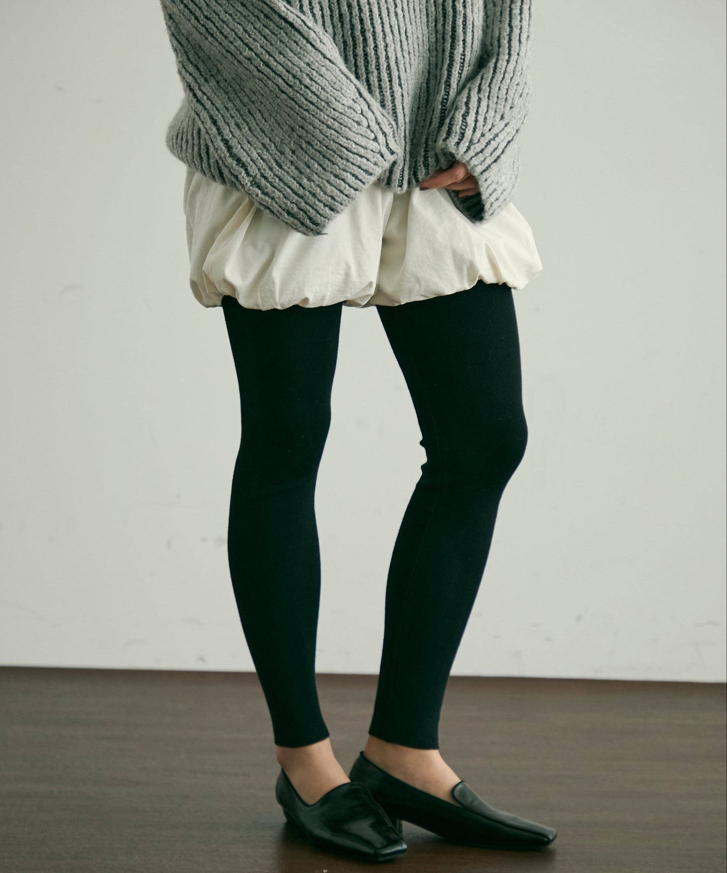 リブ編みニットレギンス