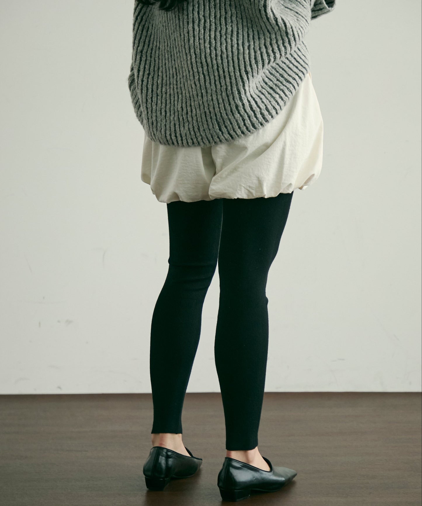 リブ編みニットレギンス