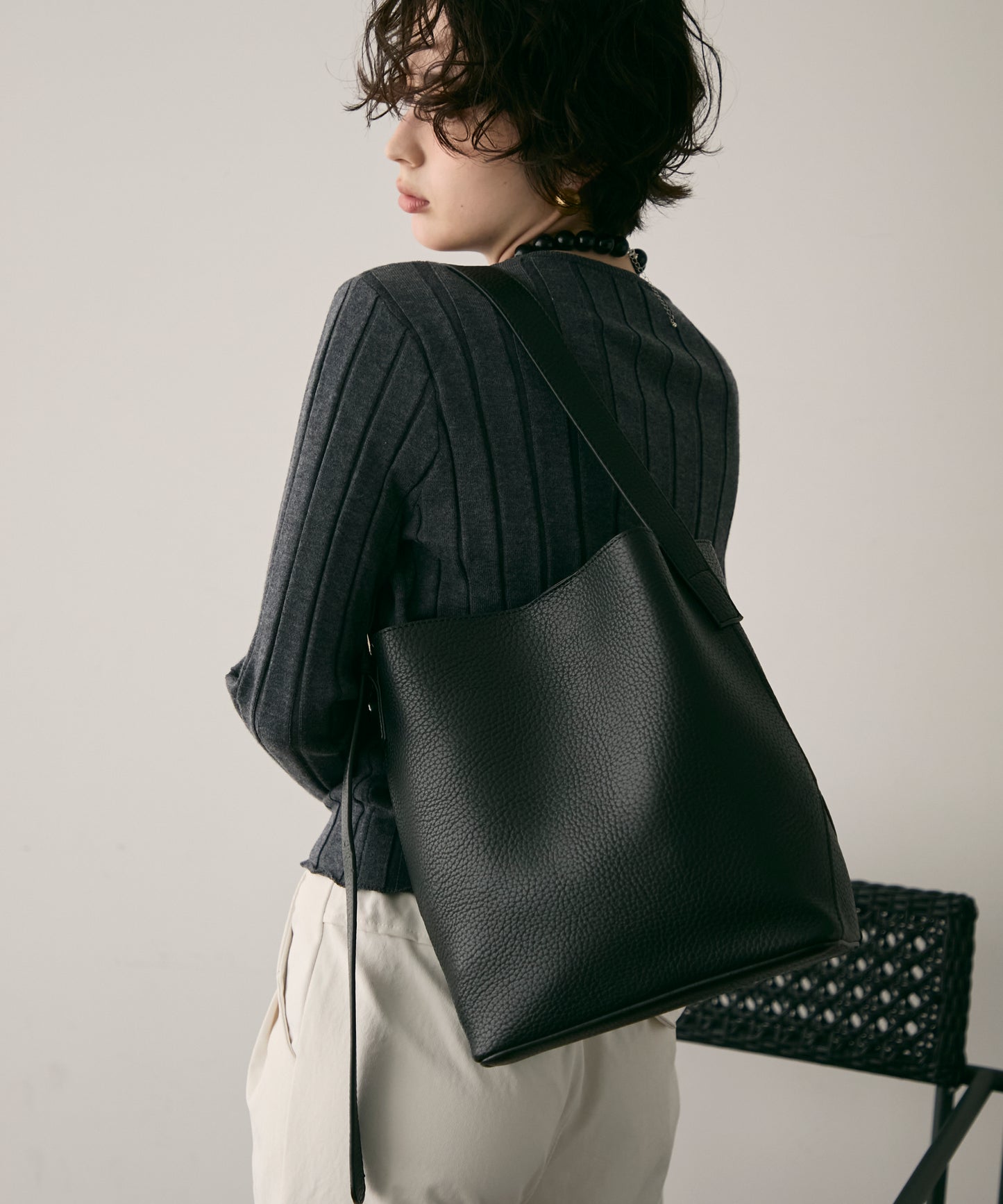 ビーガンレザーワンハンドルバケツBAG