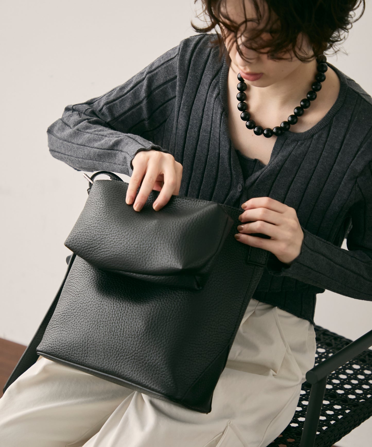 ビーガンレザーワンハンドルバケツBAG