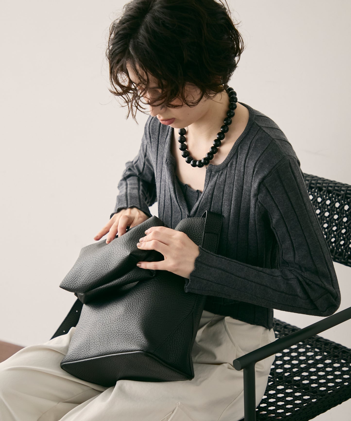 ビーガンレザーワンハンドルバケツBAG