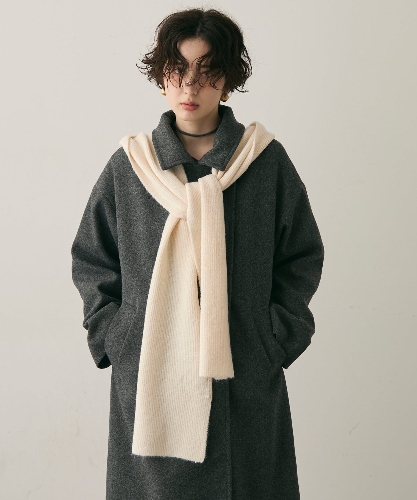 もちもちニットフード付きマフラー