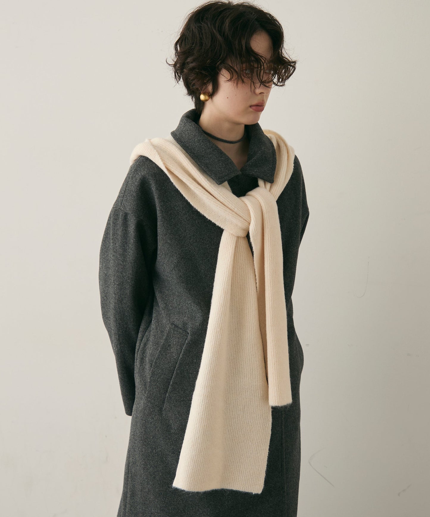 もちもちニットフード付きマフラー