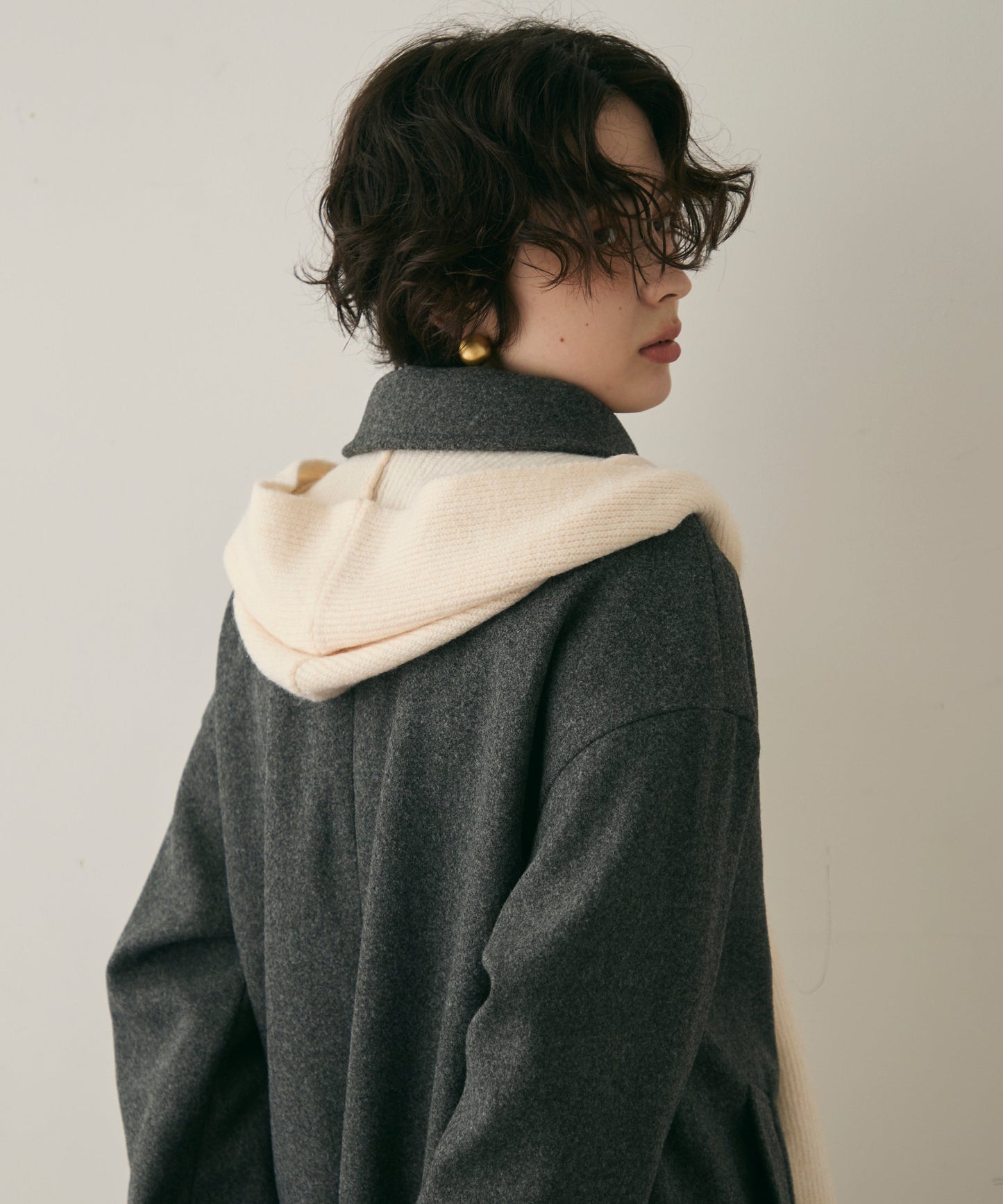 もちもちニットフード付きマフラー