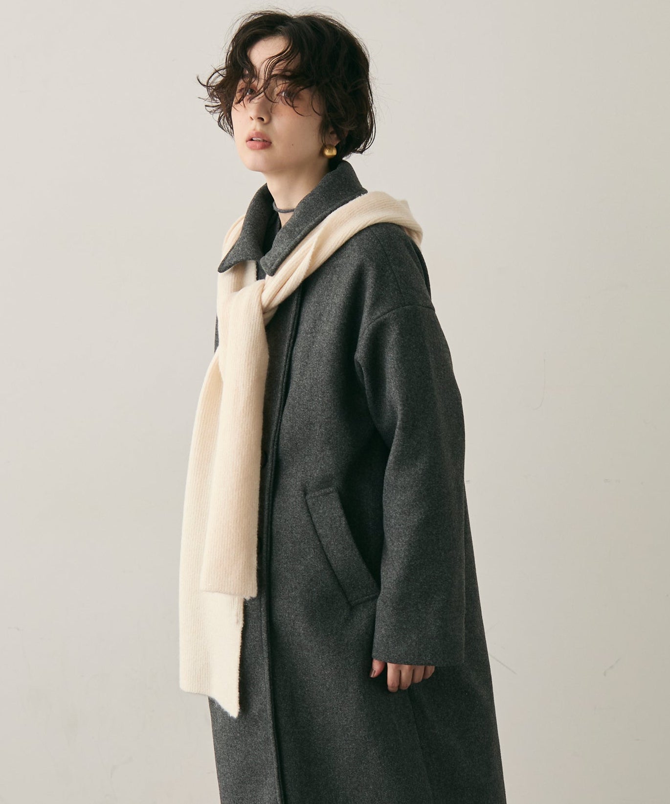 もちもちニットフード付きマフラー