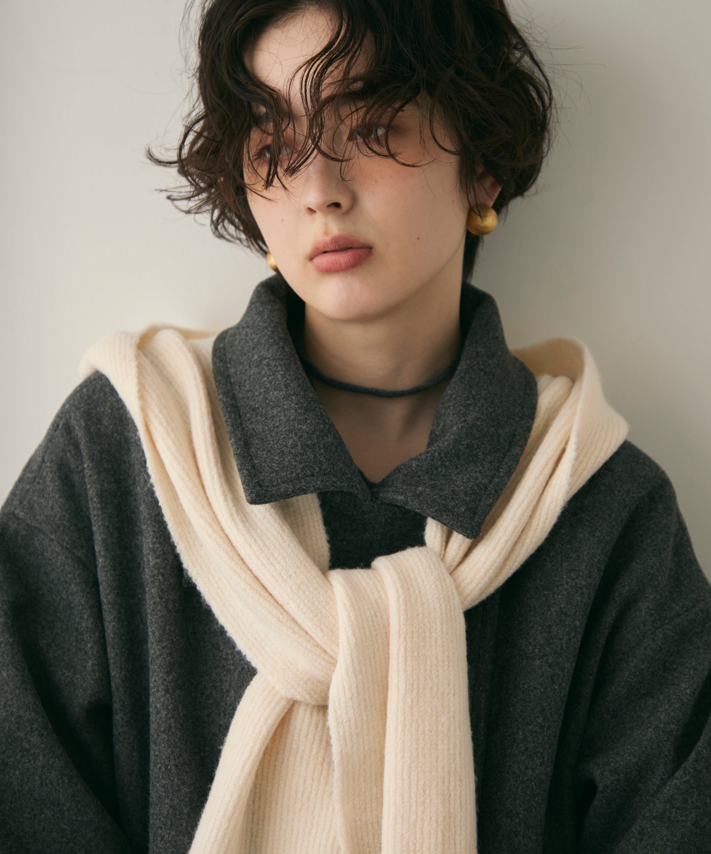 もちもちニットフード付きマフラー