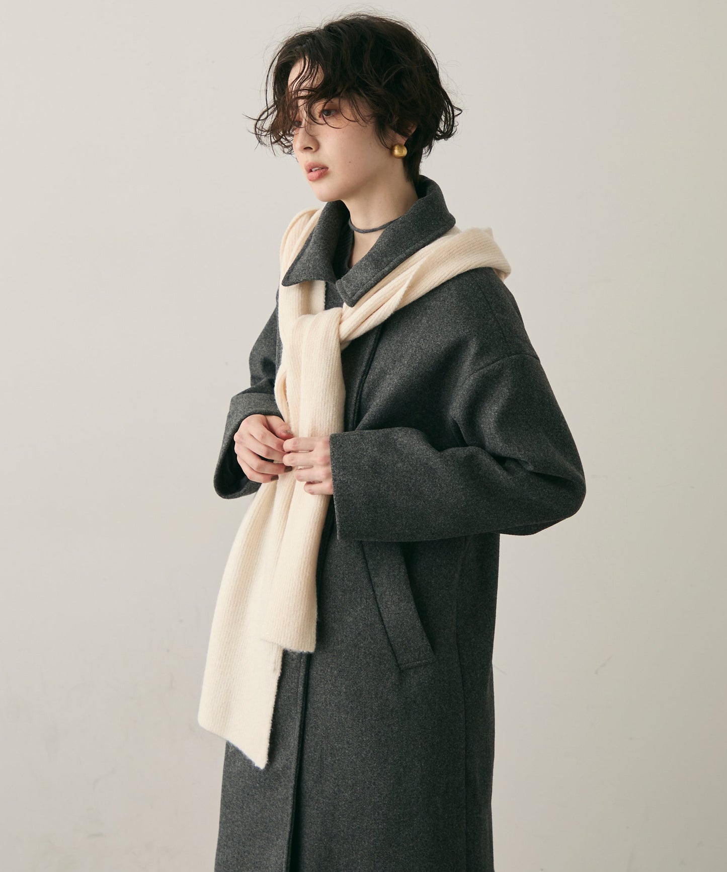 もちもちニットフード付きマフラー