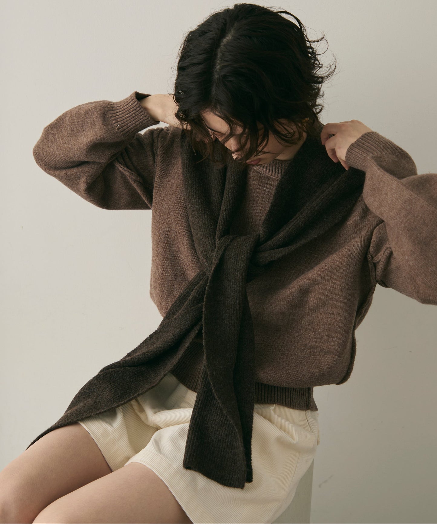 もちもちニットフード付きマフラー