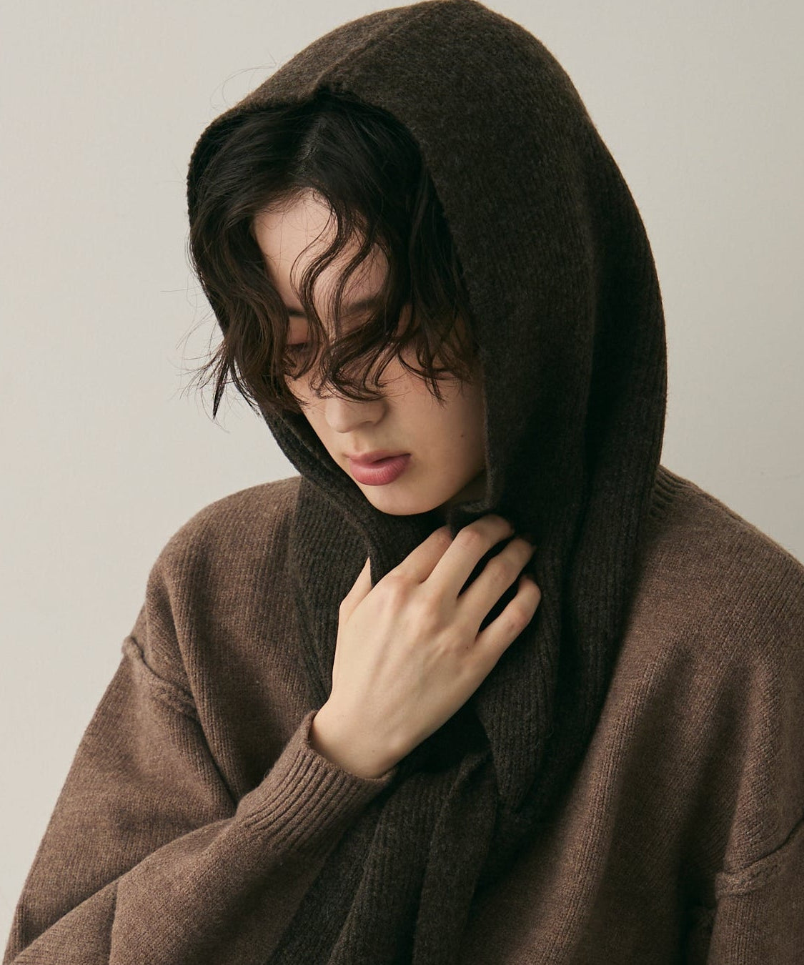 もちもちニットフード付きマフラー