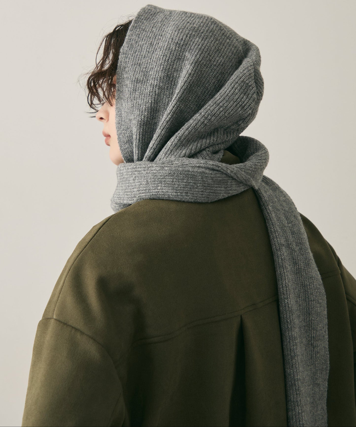 もちもちニットフード付きマフラー