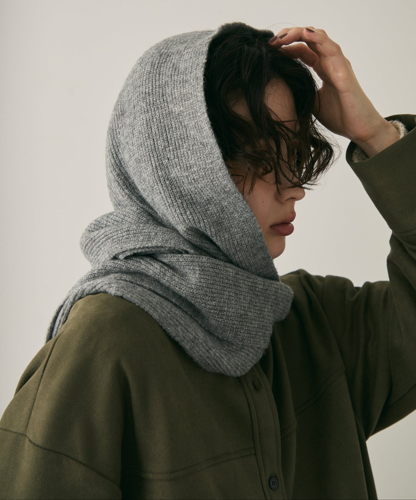 もちもちニットフード付きマフラー