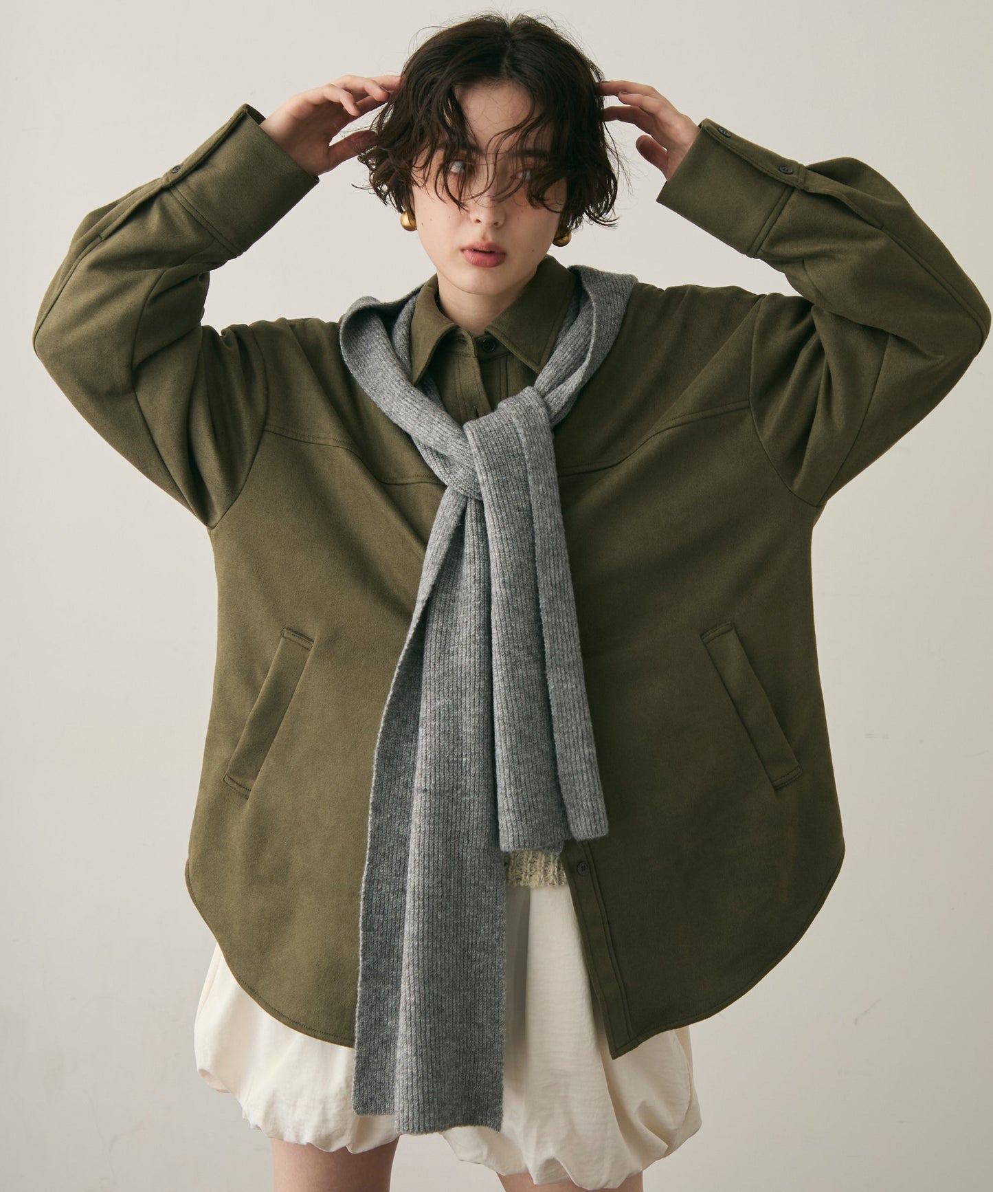 もちもちニットフード付きマフラー