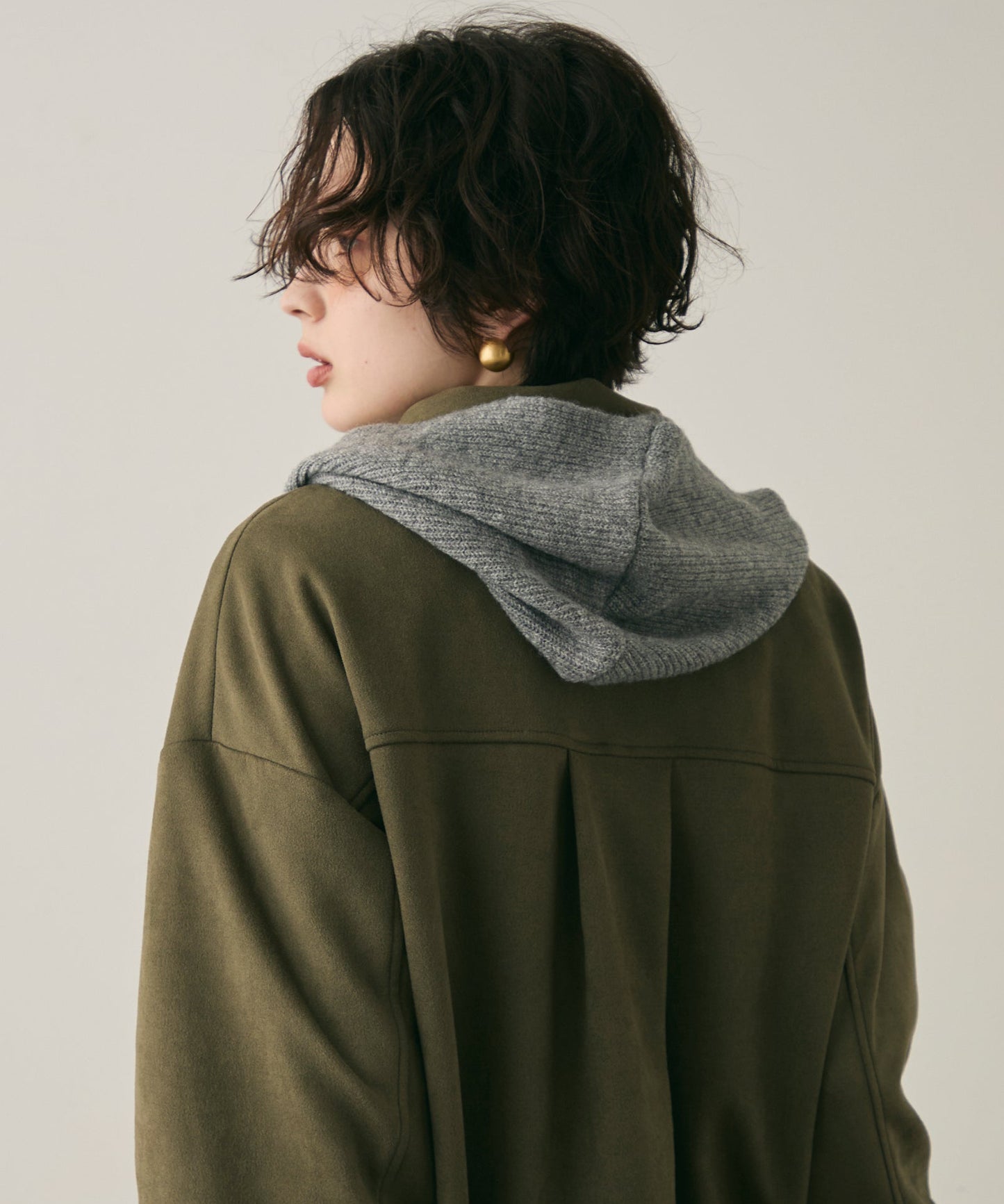 もちもちニットフード付きマフラー