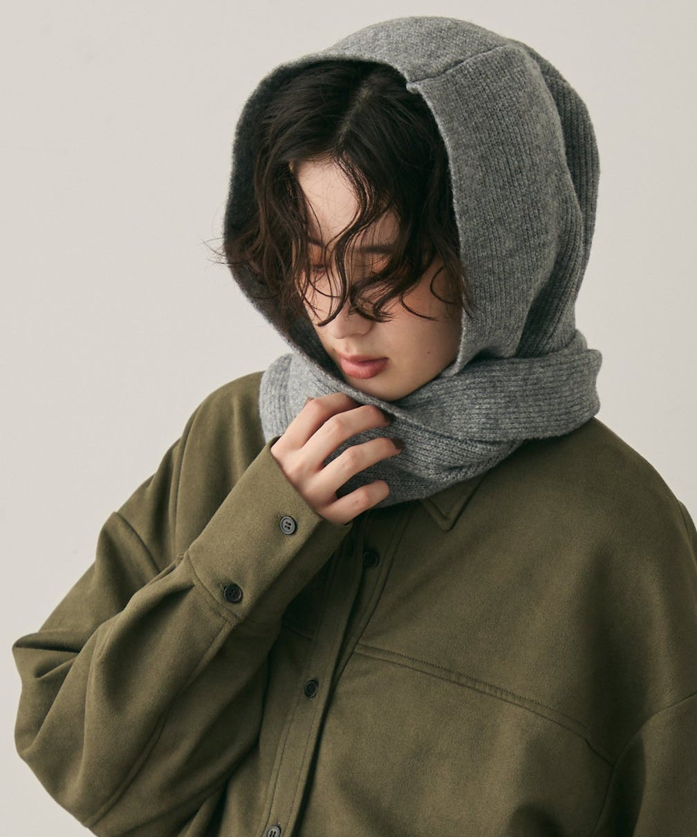 もちもちニットフード付きマフラー