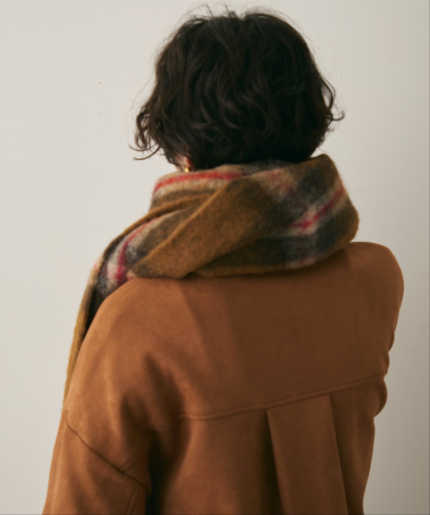 ウール混シャギーチェックマフラー