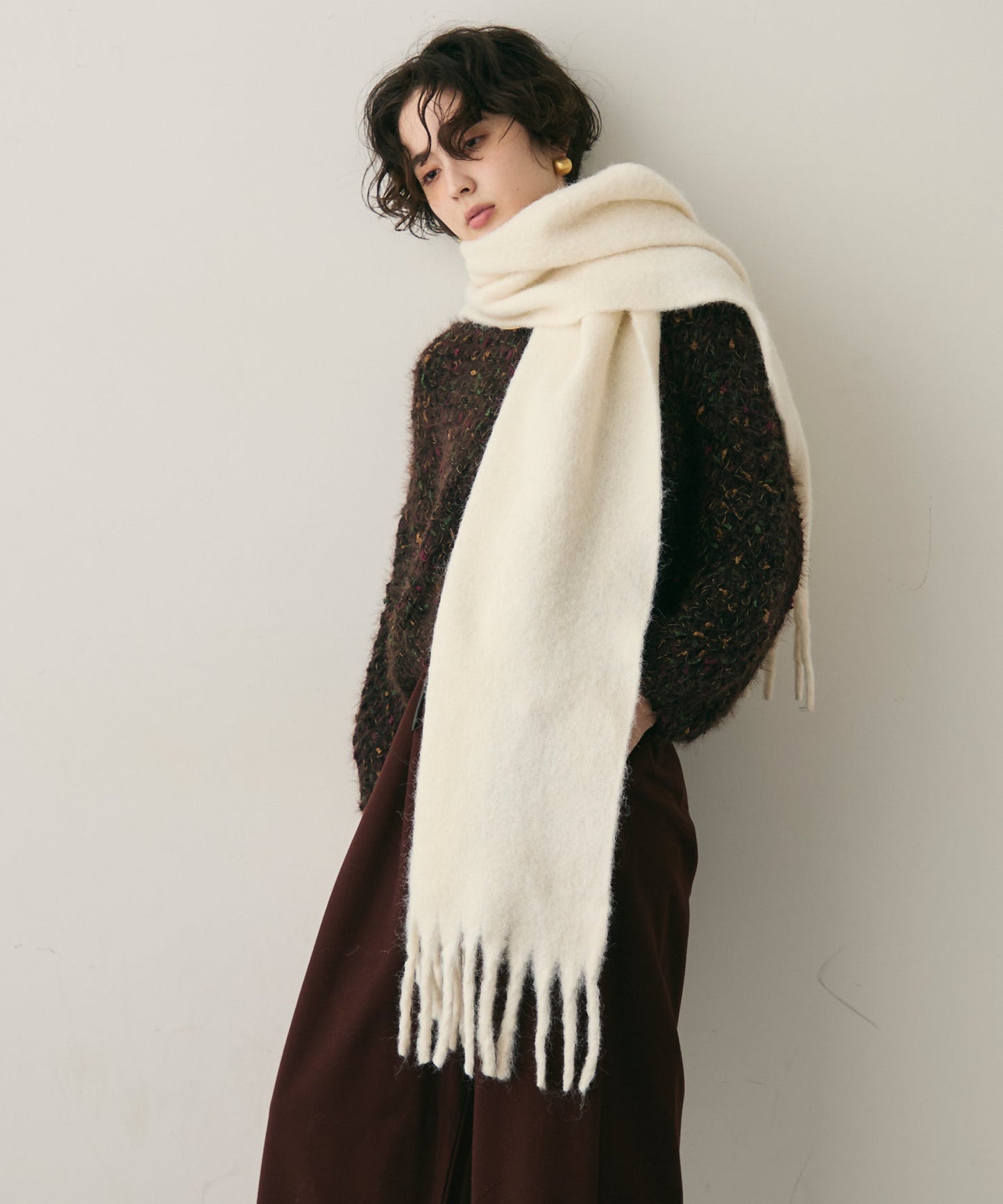 ウール混シャギーマフラー