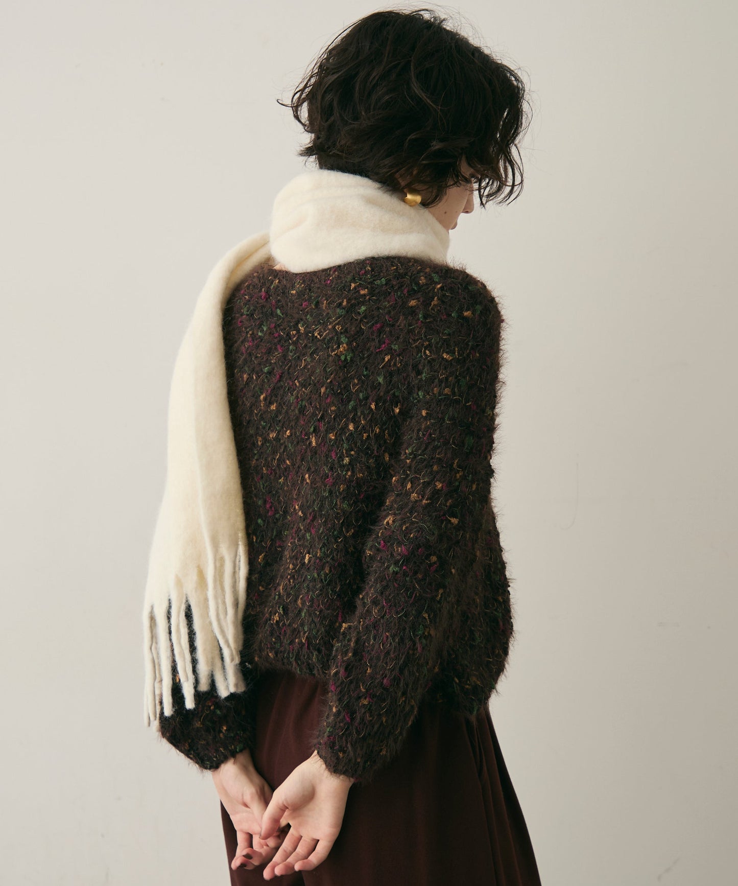 ウール混シャギーマフラー