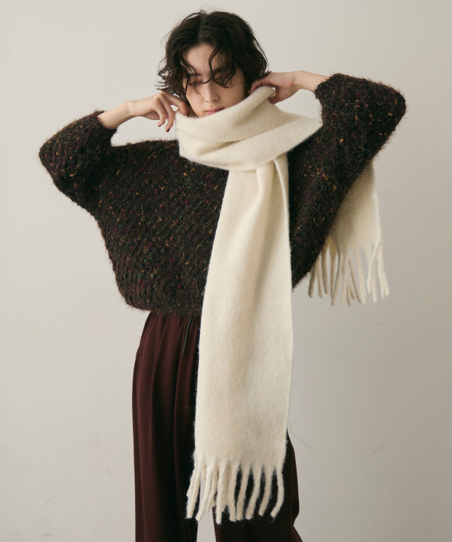 ウール混シャギーマフラー