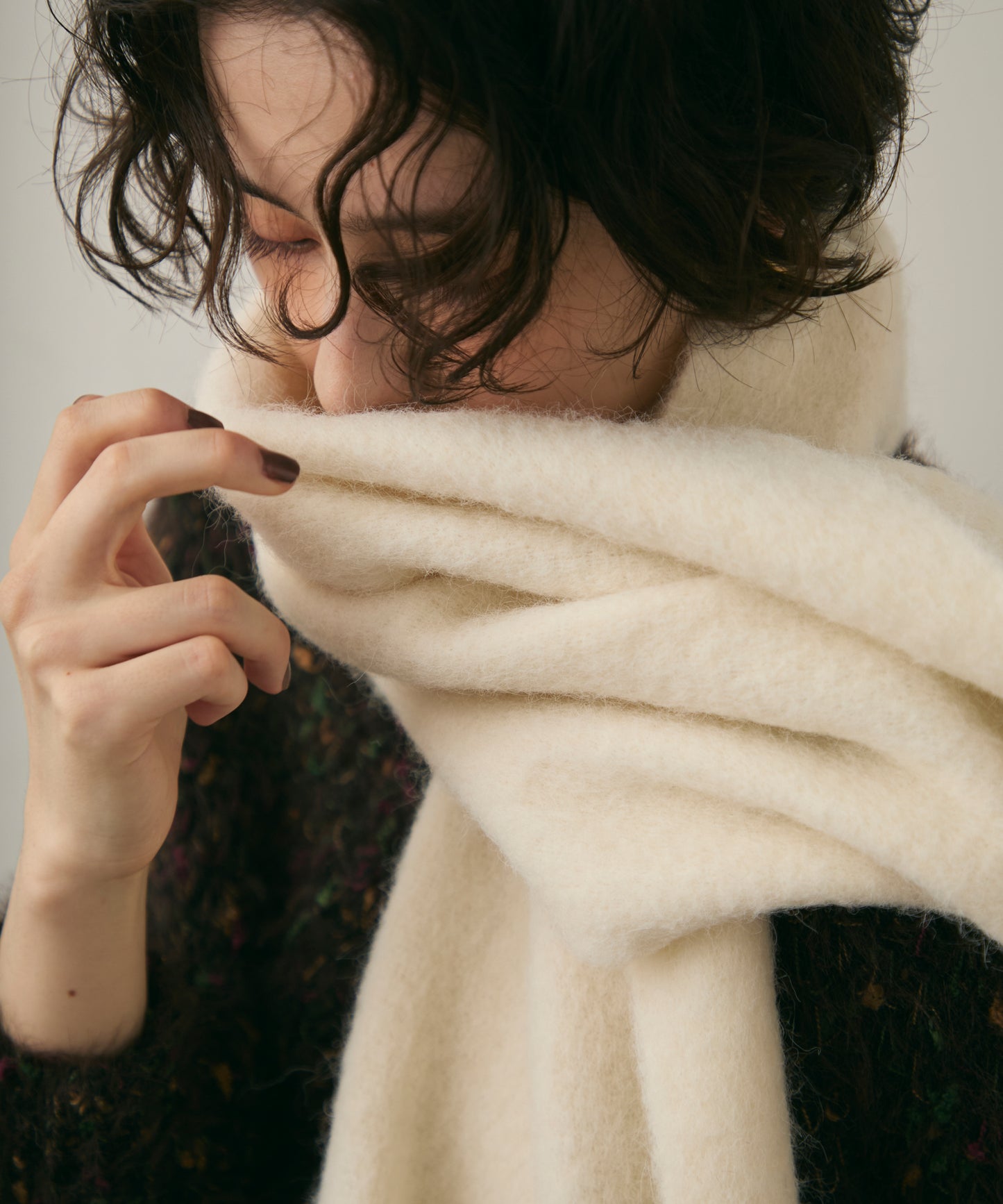 ウール混シャギーマフラー