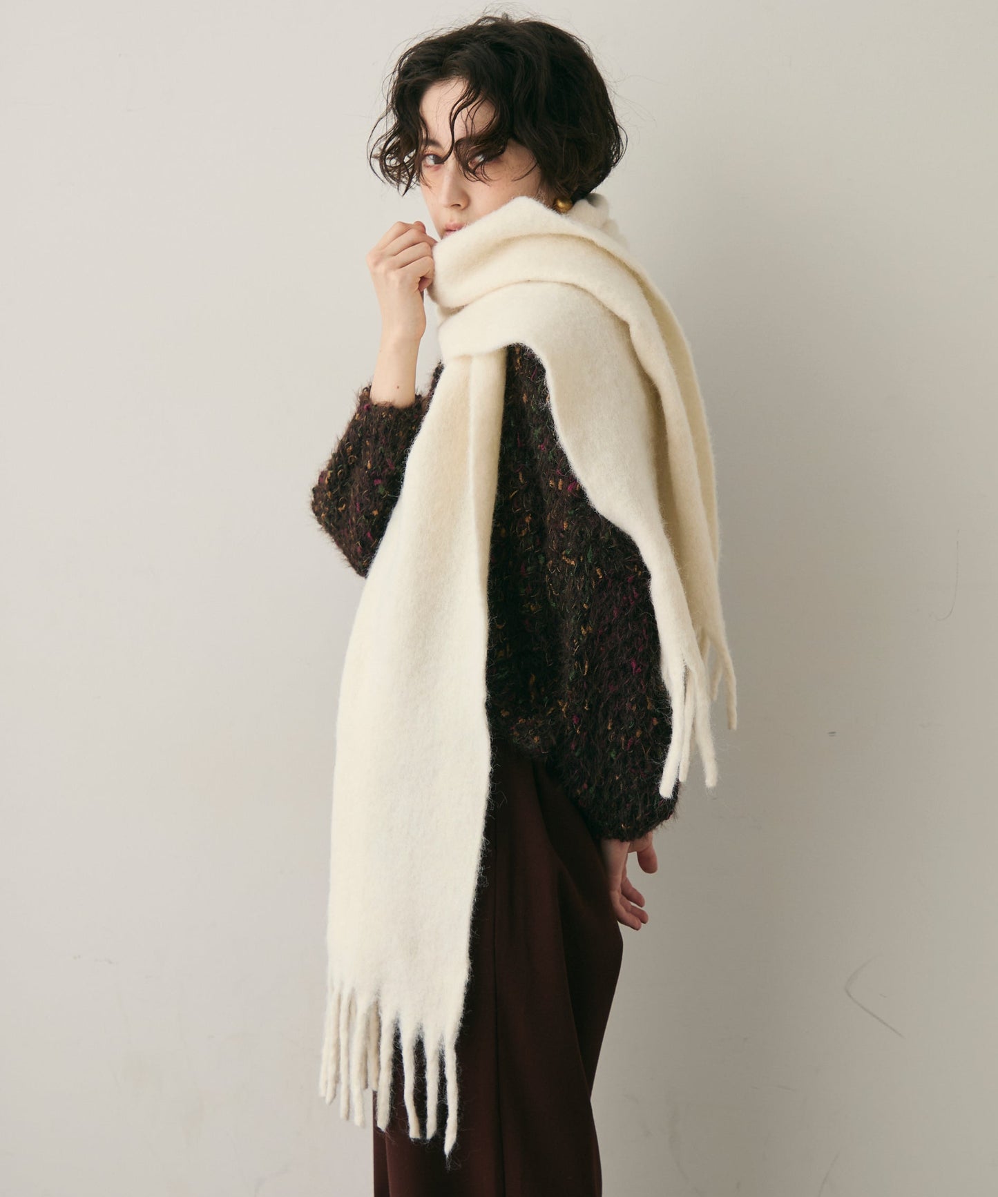 ウール混シャギーマフラー