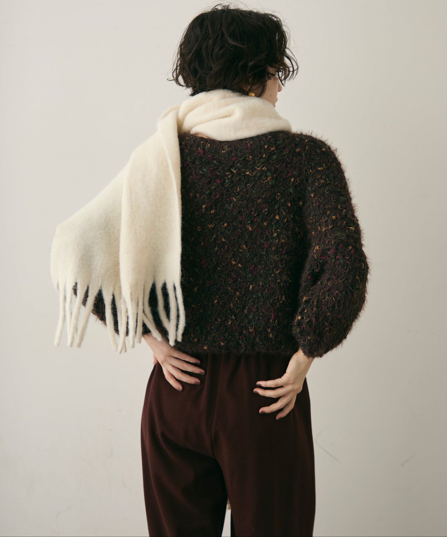 ウール混シャギーマフラー