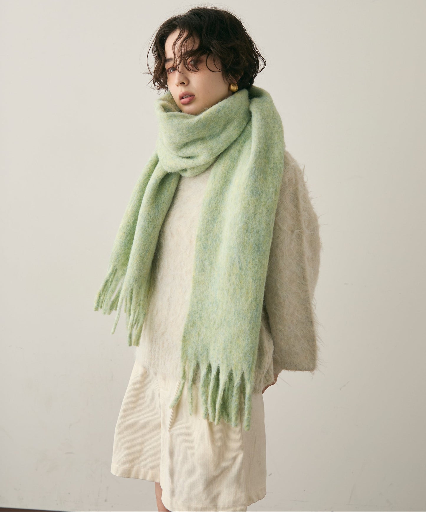 ウール混シャギーマフラー