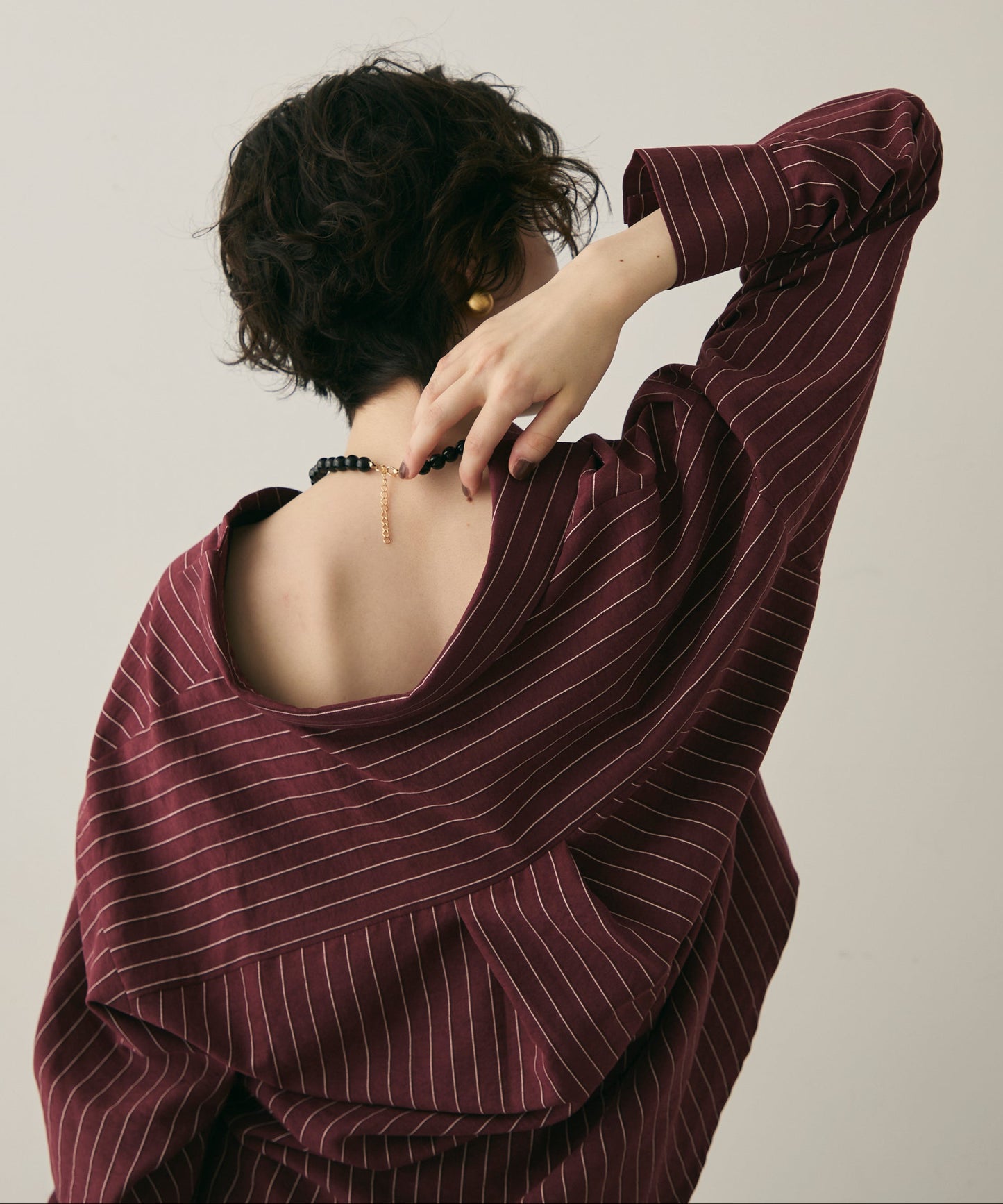 ピーチスキンストライプウエストクロスシャツ