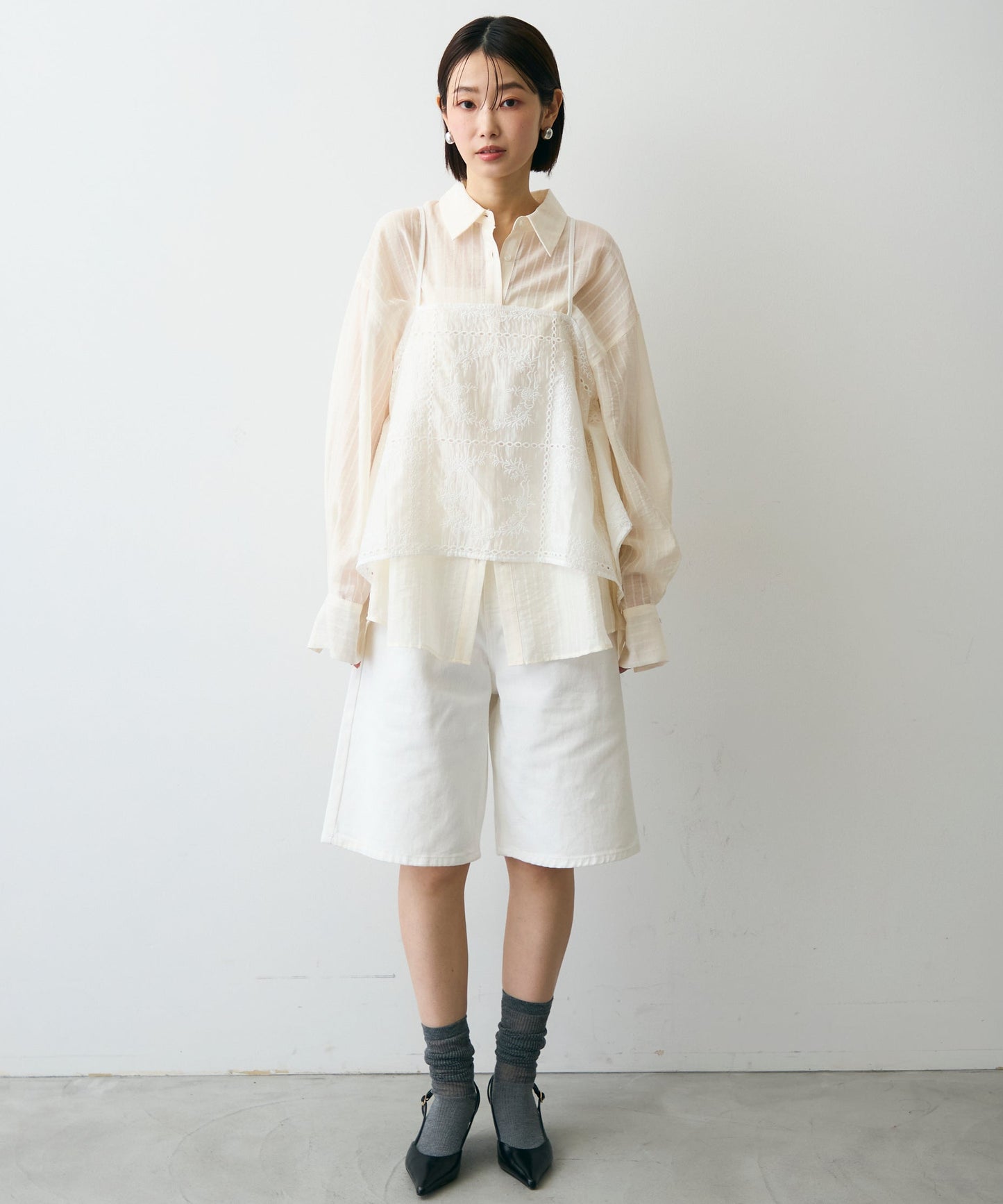 パッチワーク刺繍ランダムヘムキャミ