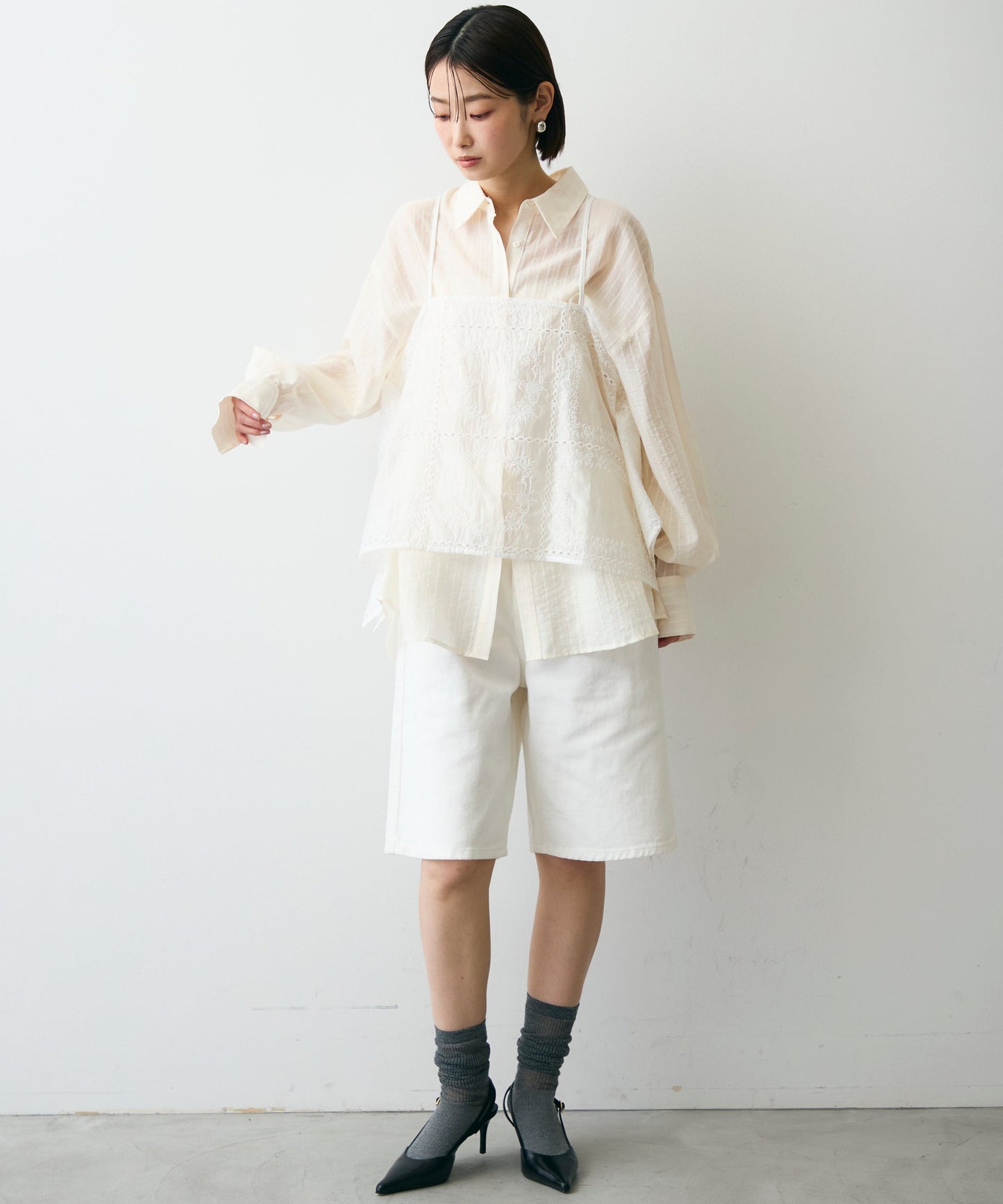 パッチワーク刺繍ランダムヘムキャミ