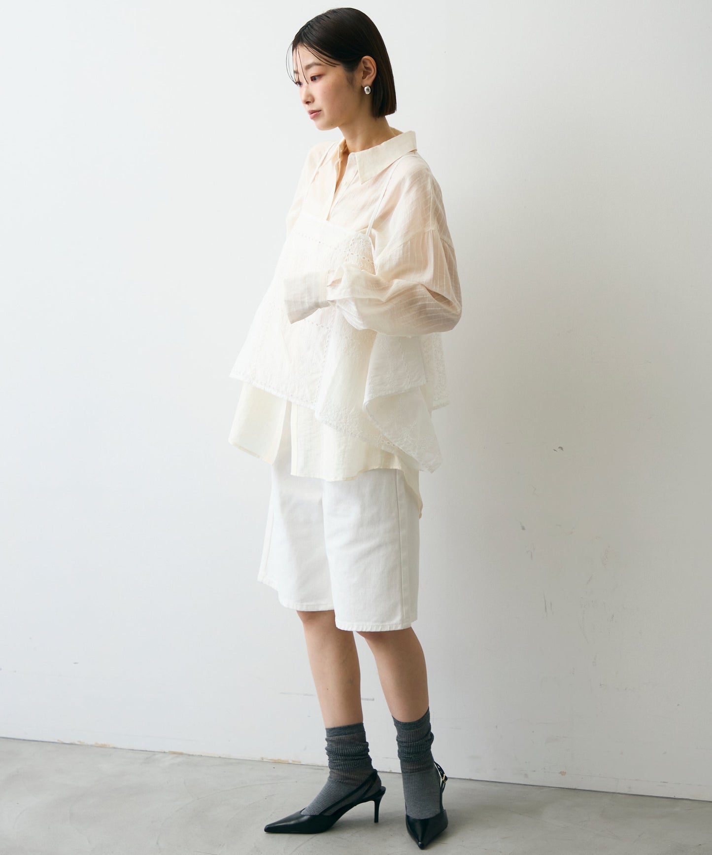 パッチワーク刺繍ランダムヘムキャミ