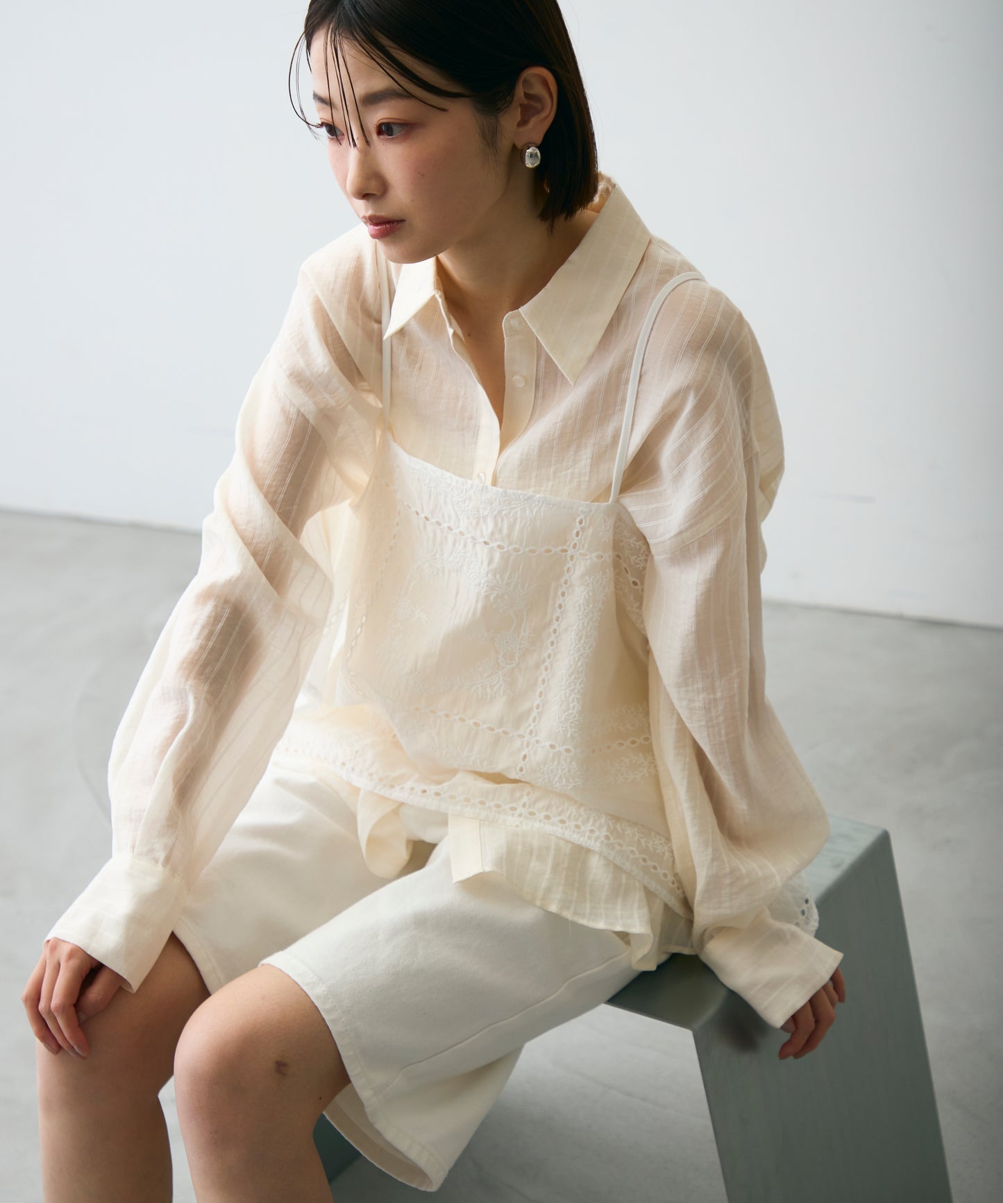 パッチワーク刺繍ランダムヘムキャミ