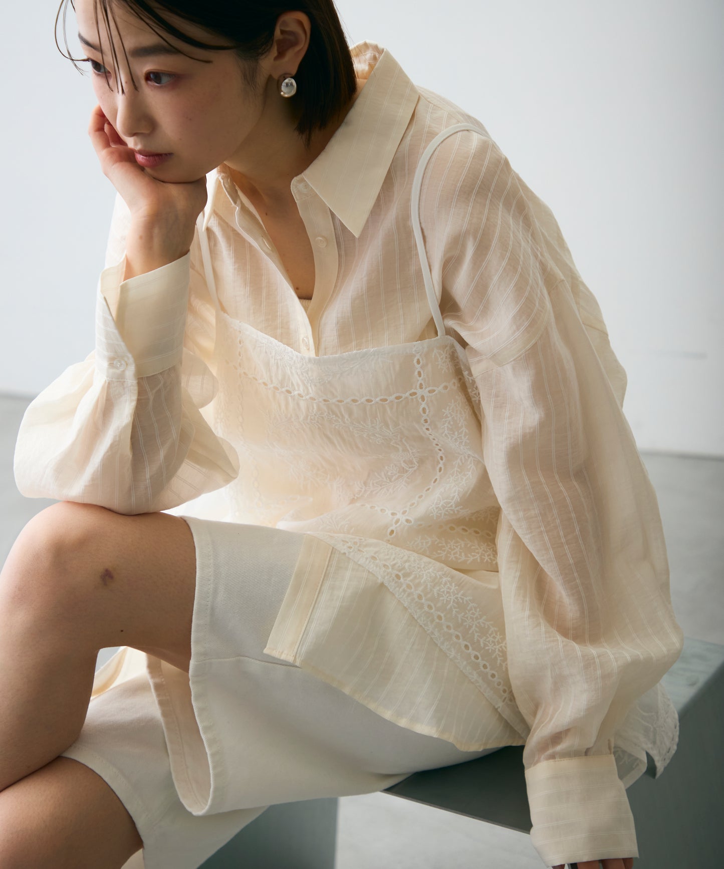 パッチワーク刺繍ランダムヘムキャミ