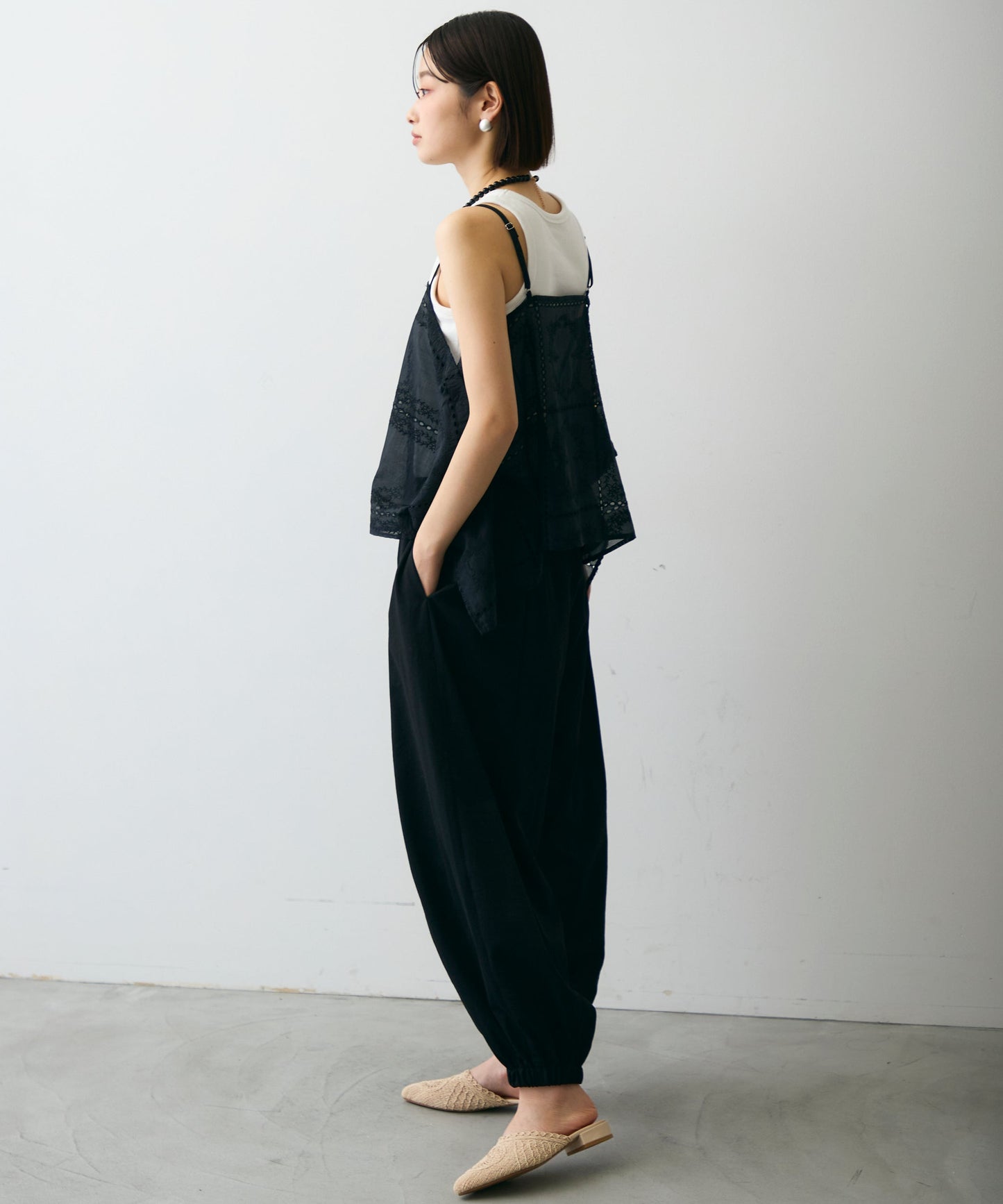 パッチワーク刺繍ランダムヘムキャミ