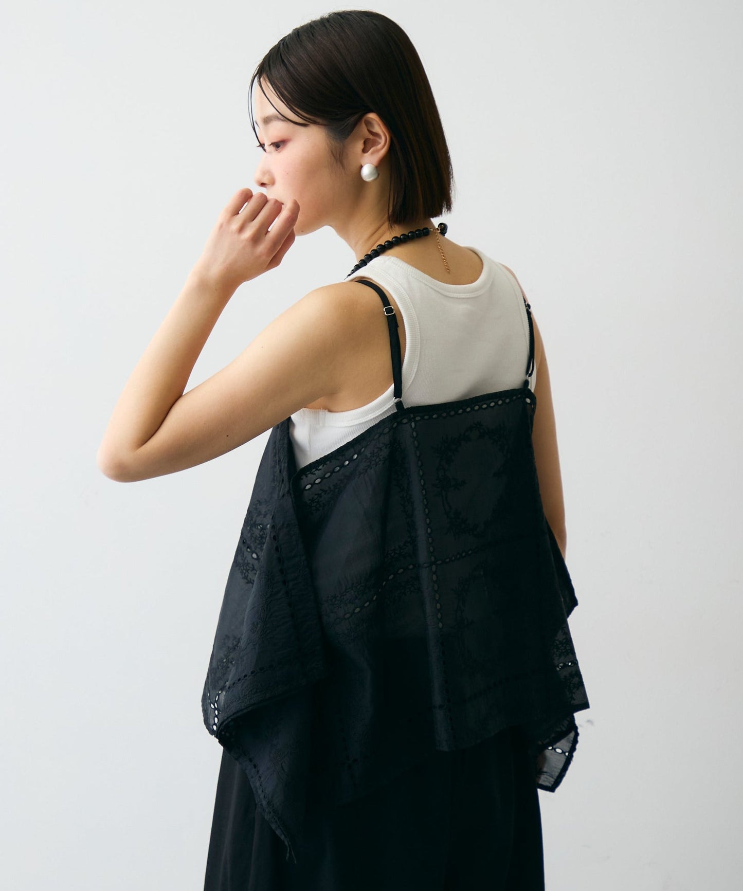 パッチワーク刺繍ランダムヘムキャミ