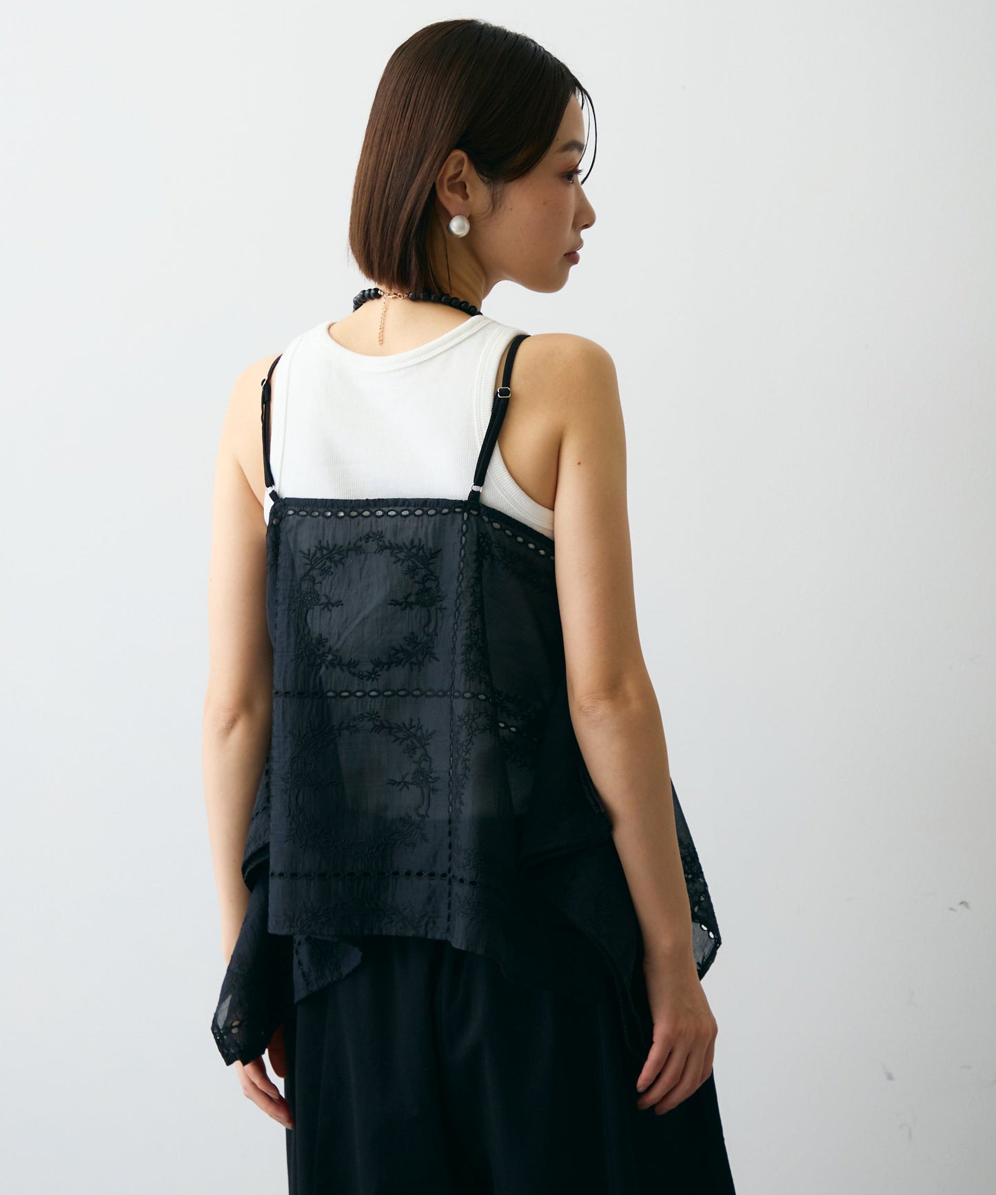パッチワーク刺繍ランダムヘムキャミ
